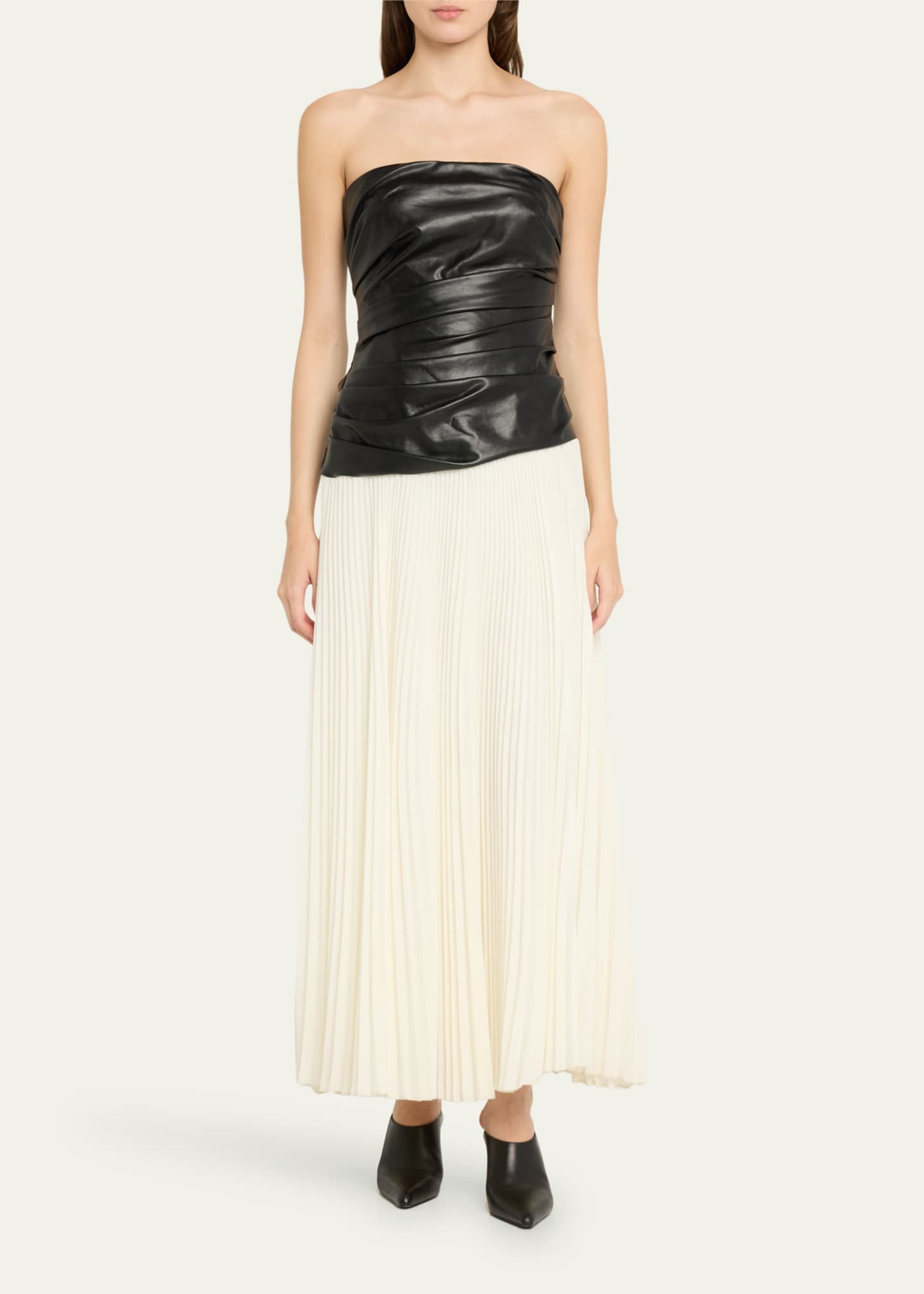 Arie Strapless Bustier Combo Midi Dress