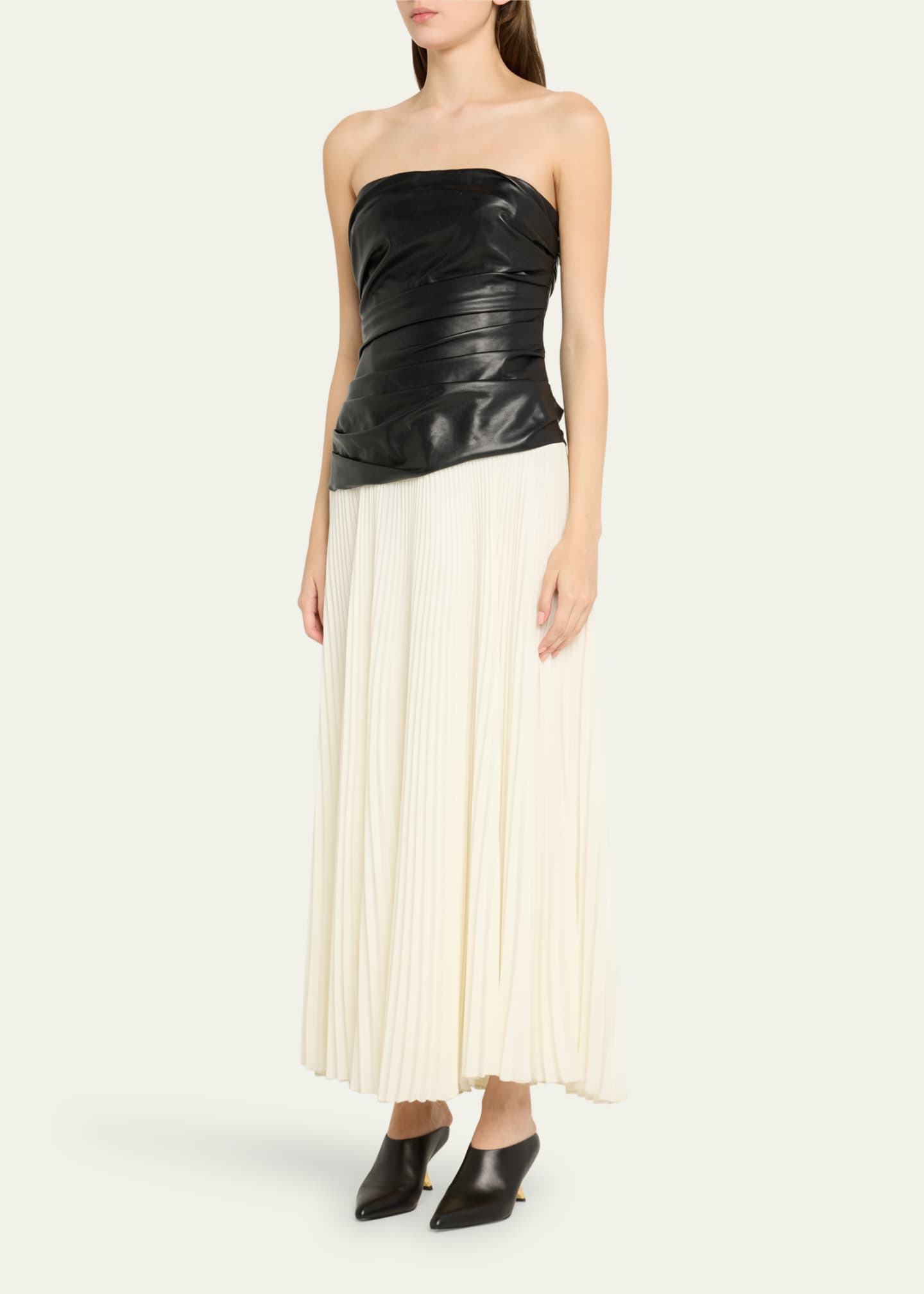 Arie Strapless Bustier Combo Midi Dress