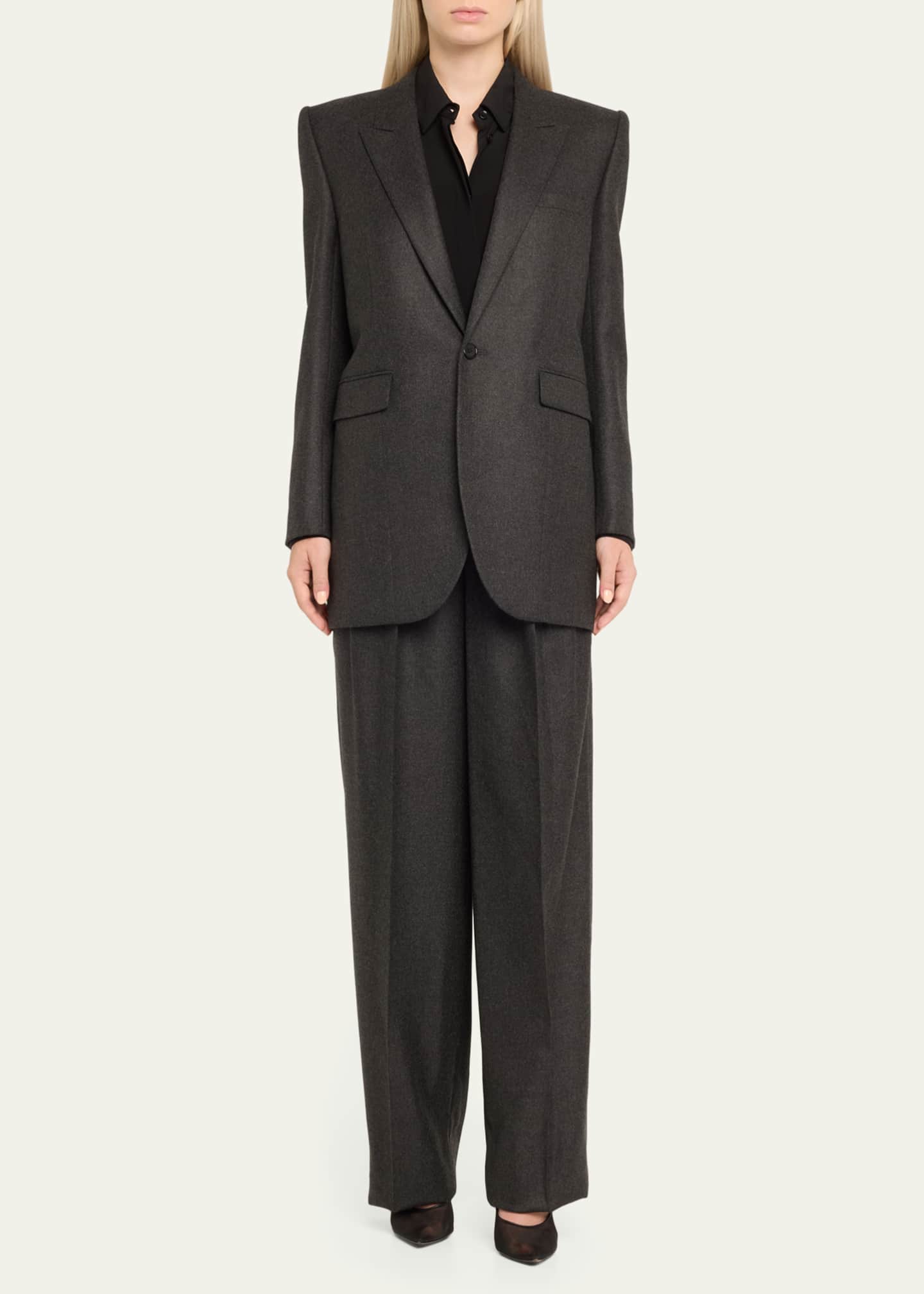 Saint Laurent Cashmere-Blend Tailored Blazer Jacket Image 2 of 5