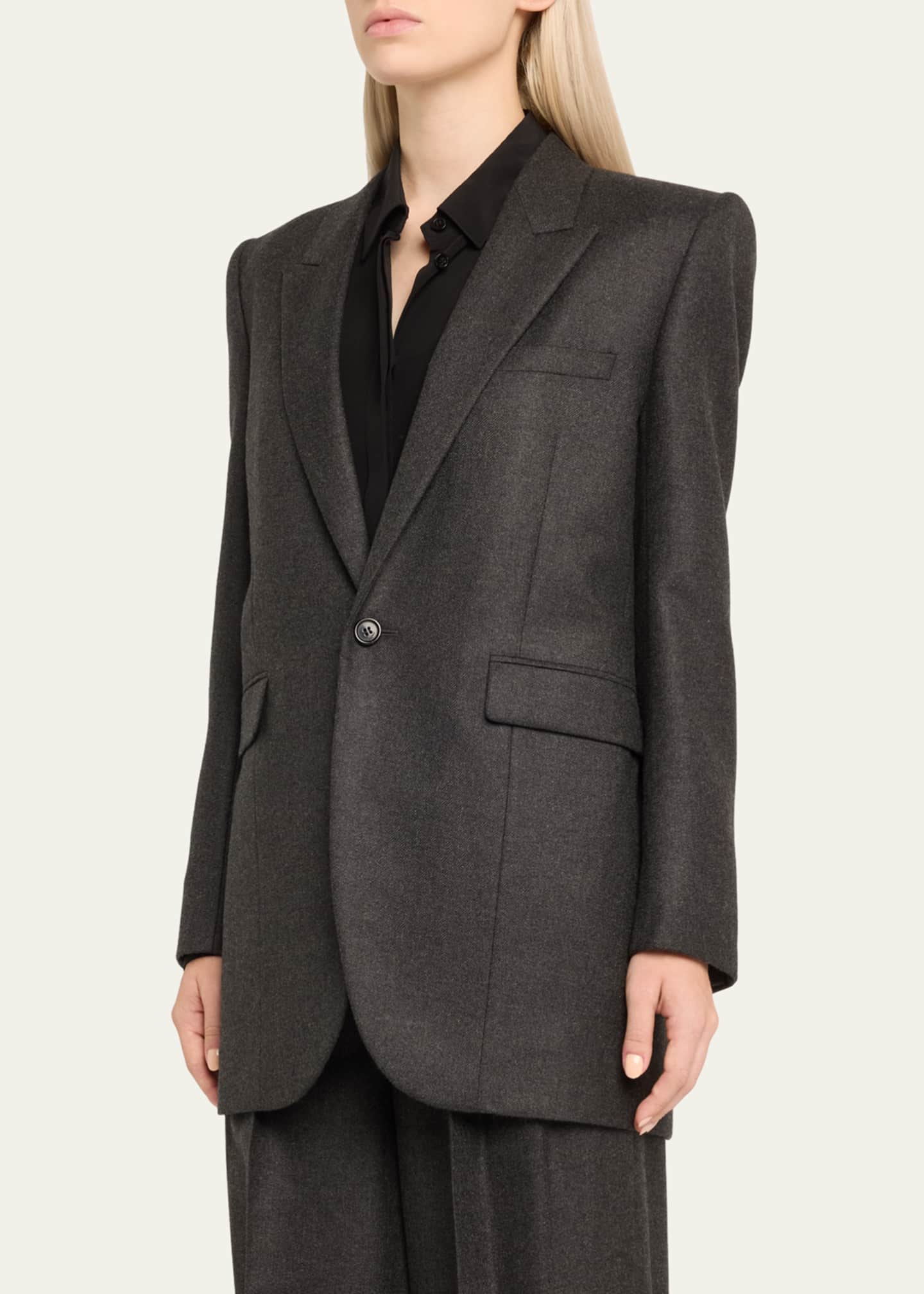 Saint Laurent Cashmere-Blend Tailored Blazer Jacket Image 4 of 5