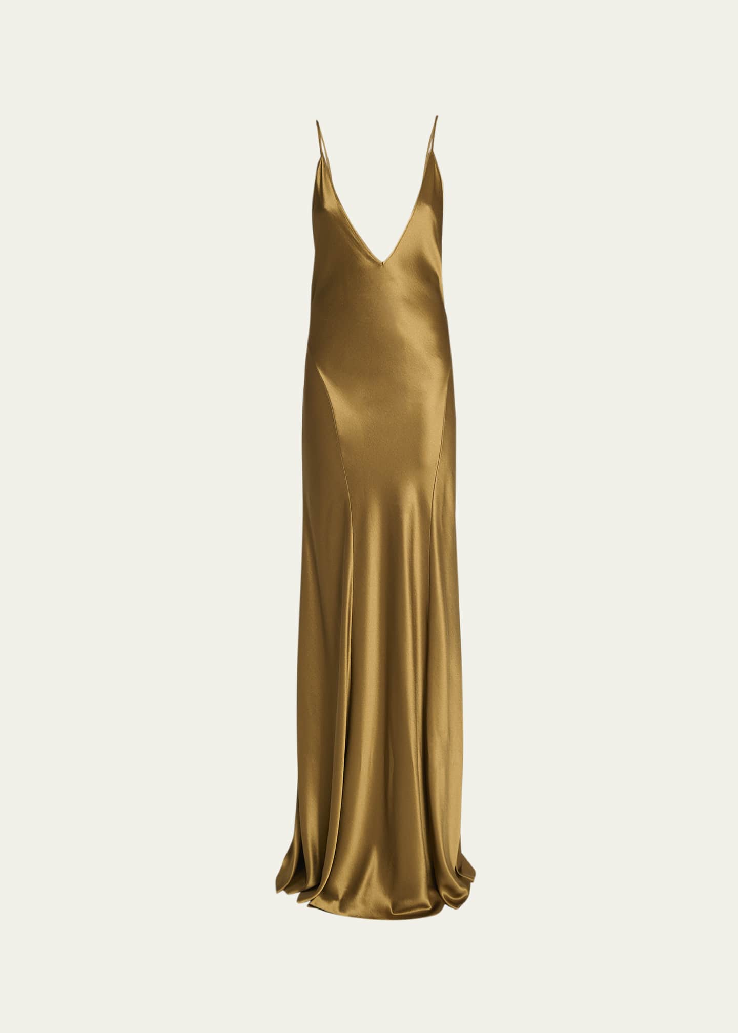 Saint Laurent Satin Drop Waist Gown - Bergdorf Goodman