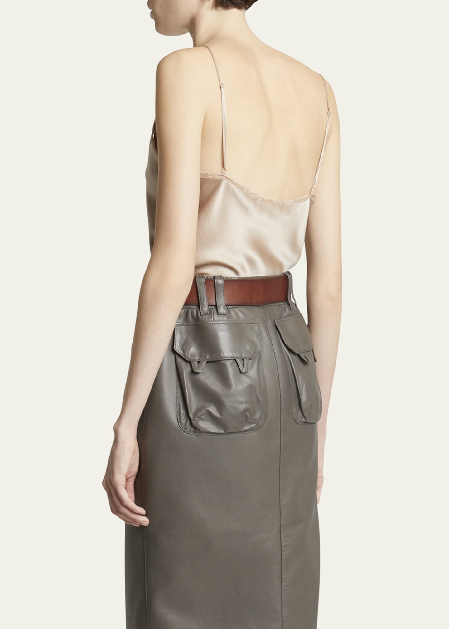 Saint Laurent Satin Blouse with Lace Detail