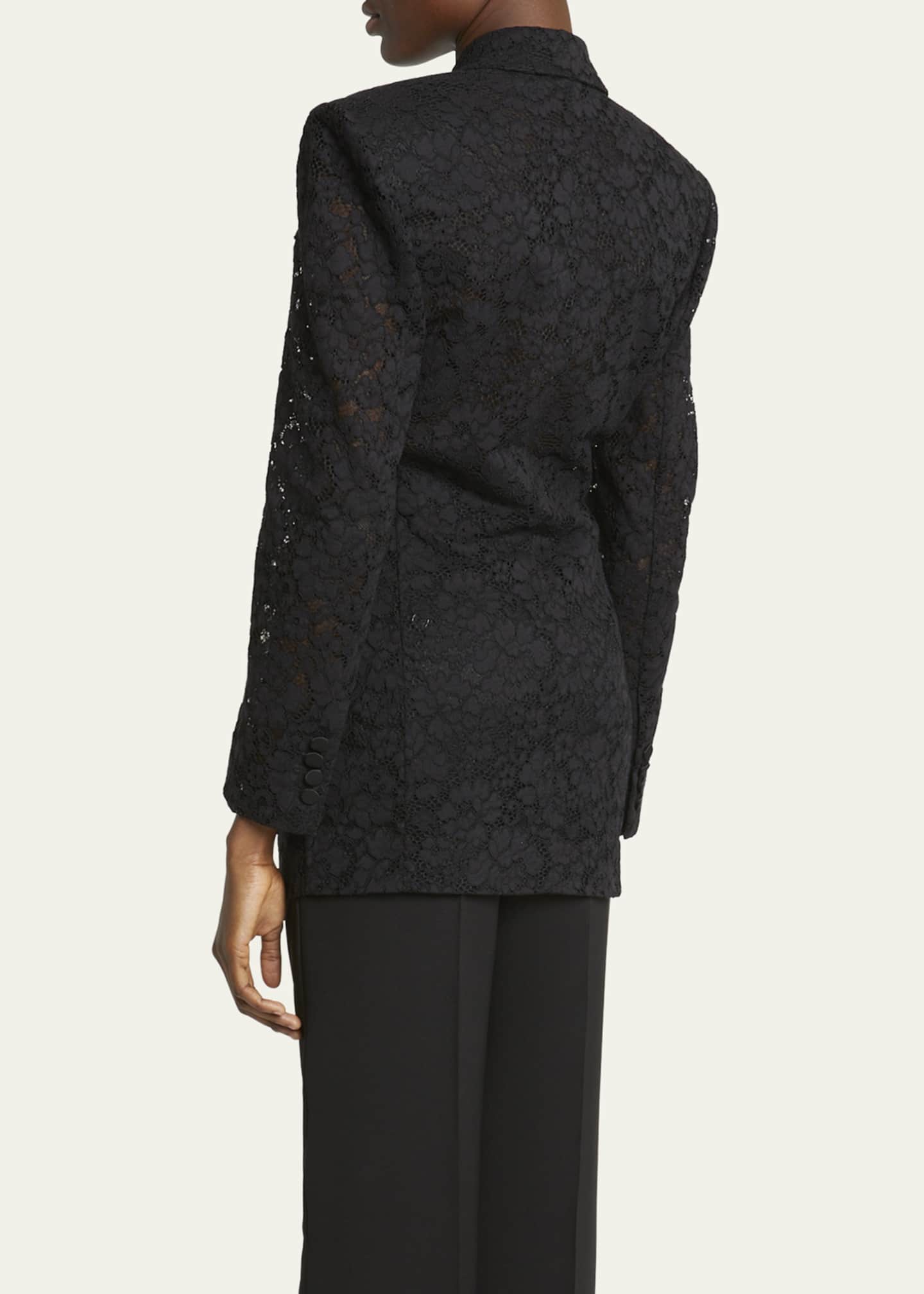 Saint Laurent Double-Breasted Lace Tuxedo Blazer Image 3 of 5