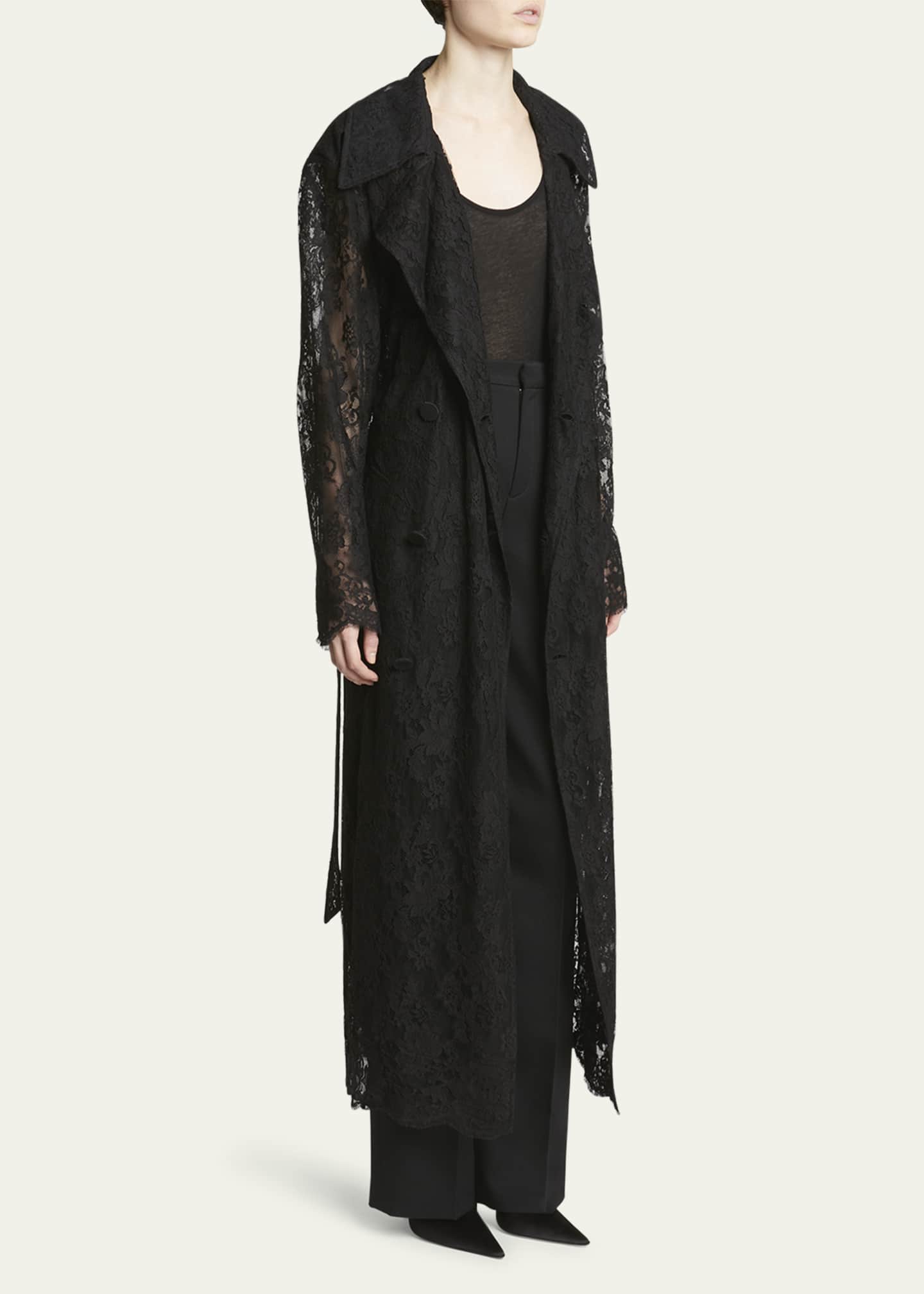 Saint Laurent Belted Lace Trench Coat Bergdorf Goodman