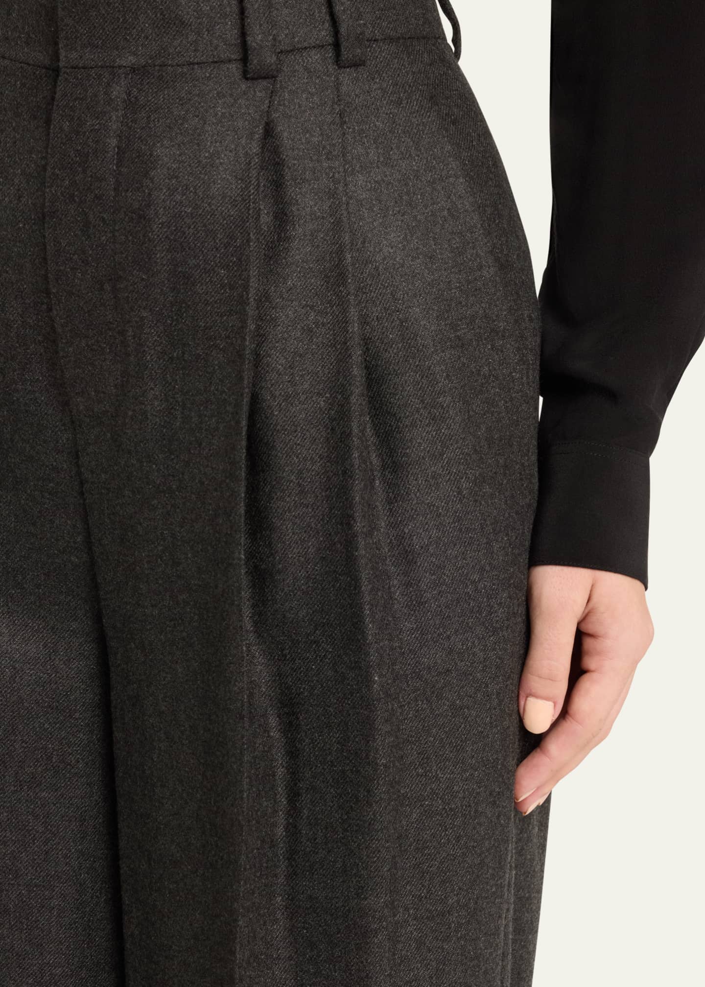 Saint Laurent Wide-Leg Tailored Pants with Pleating Image 3 of 3