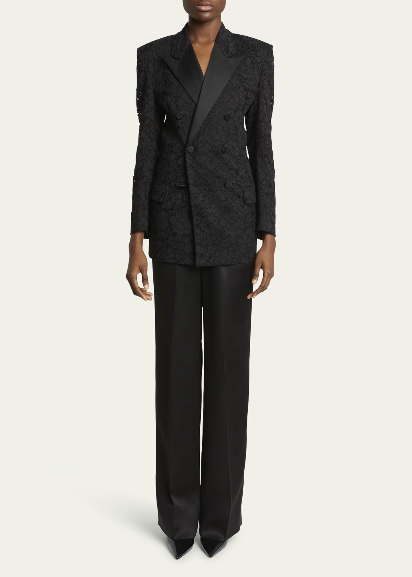 Saint Laurent Satin Straight-Leg Trousers Image 2 of 5