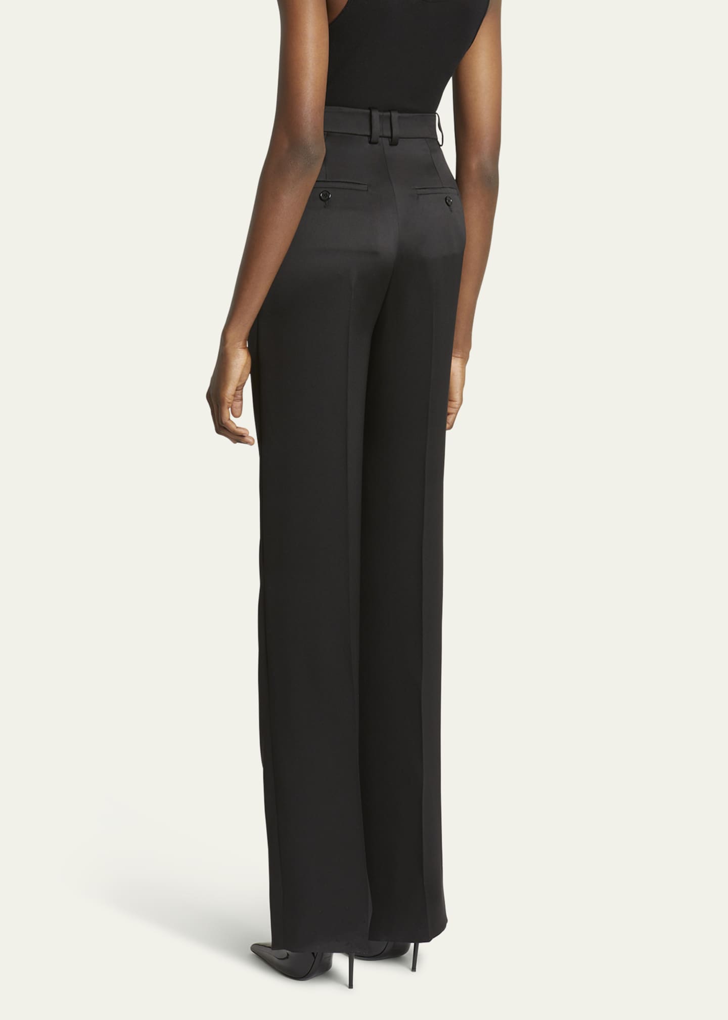 Saint Laurent Satin Straight-Leg Trousers Image 3 of 5