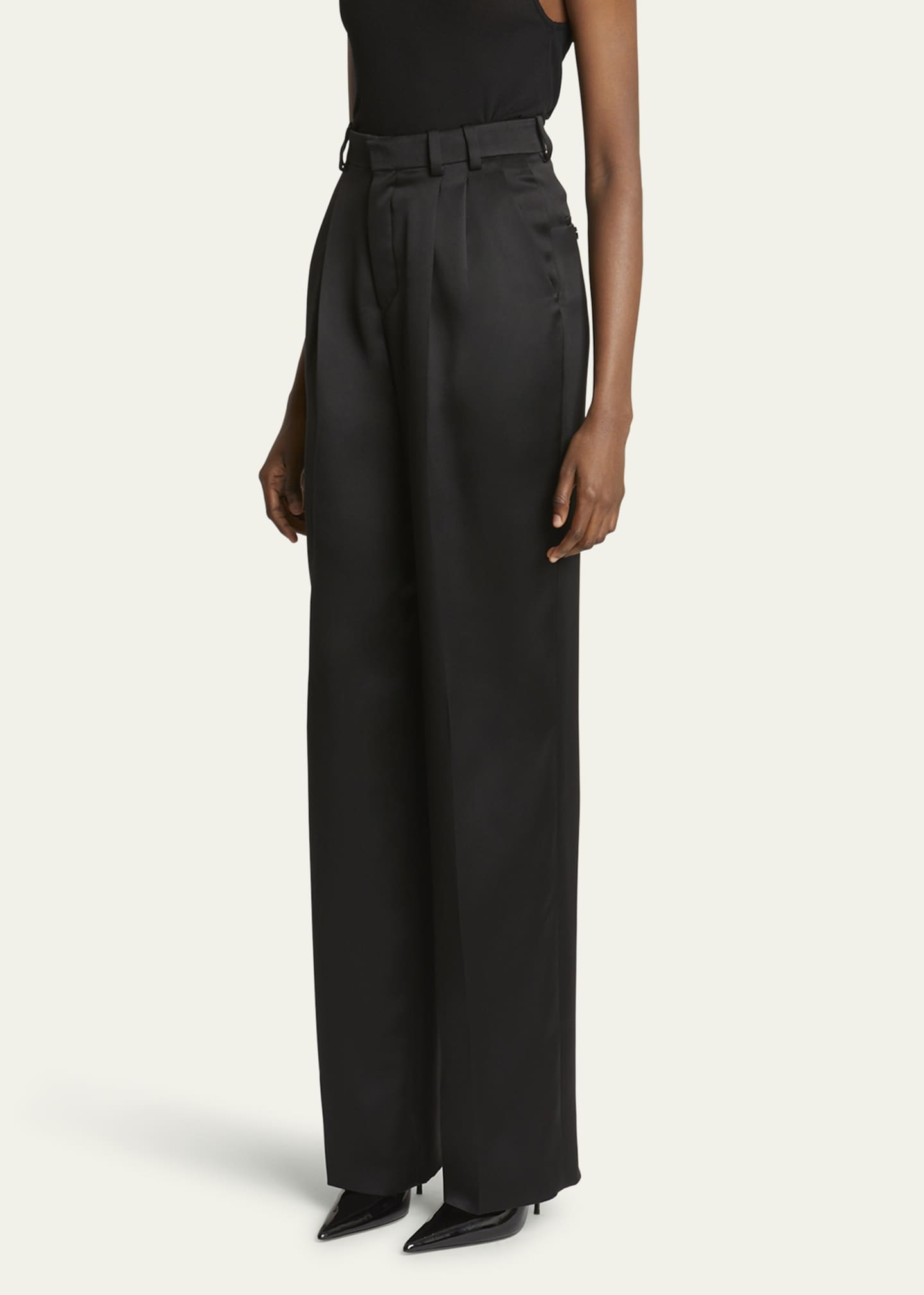 Saint Laurent Satin Straight-Leg Trousers Image 4 of 5