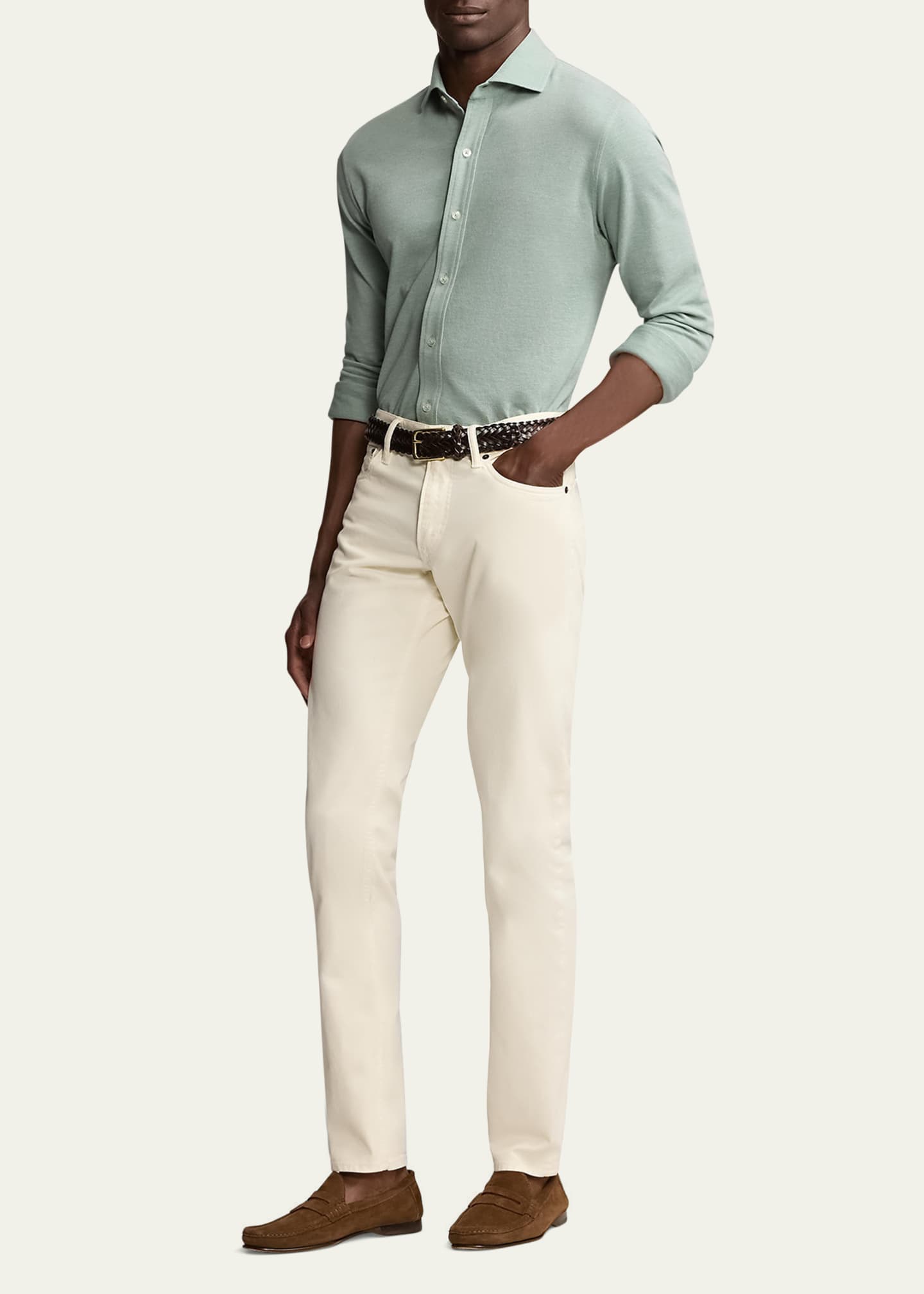 Ralph Lauren Purple Label Men's Pique Cotton Button-Down Shirt Image 2 of 5