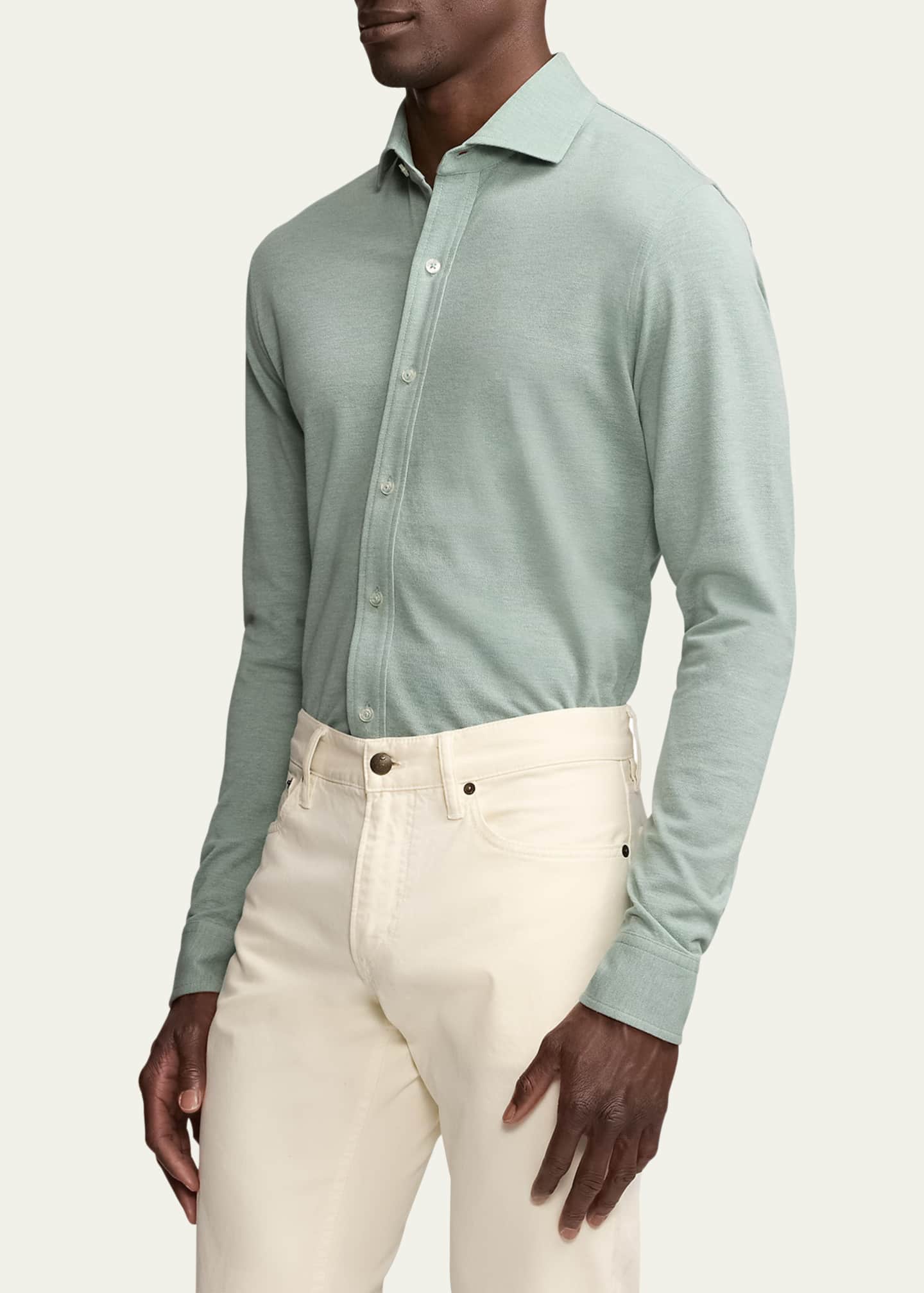 Ralph Lauren Purple Label Men's Pique Cotton Button-Down Shirt Image 4 of 5