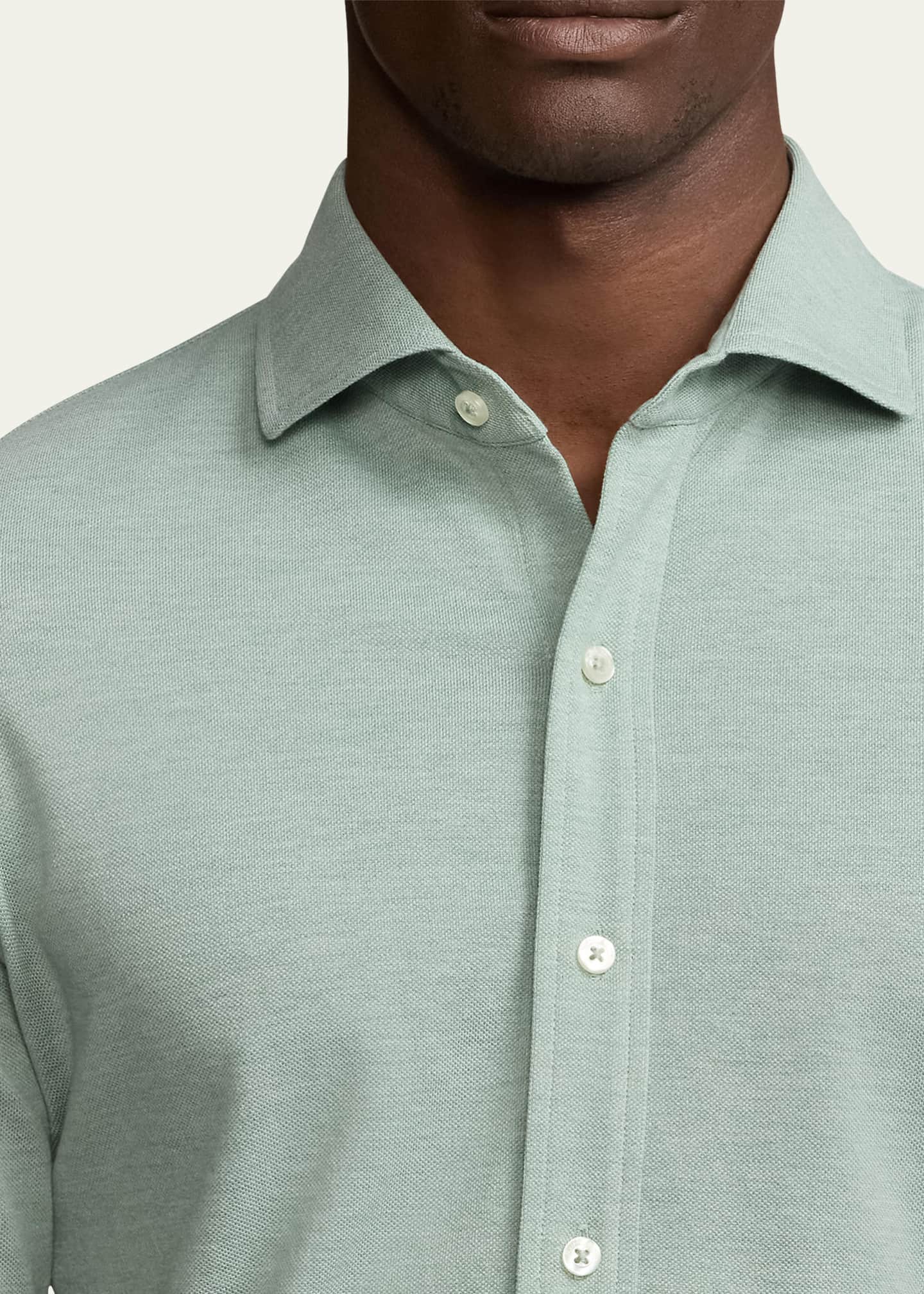 Ralph Lauren Purple Label Men's Pique Cotton Button-Down Shirt Image 5 of 5
