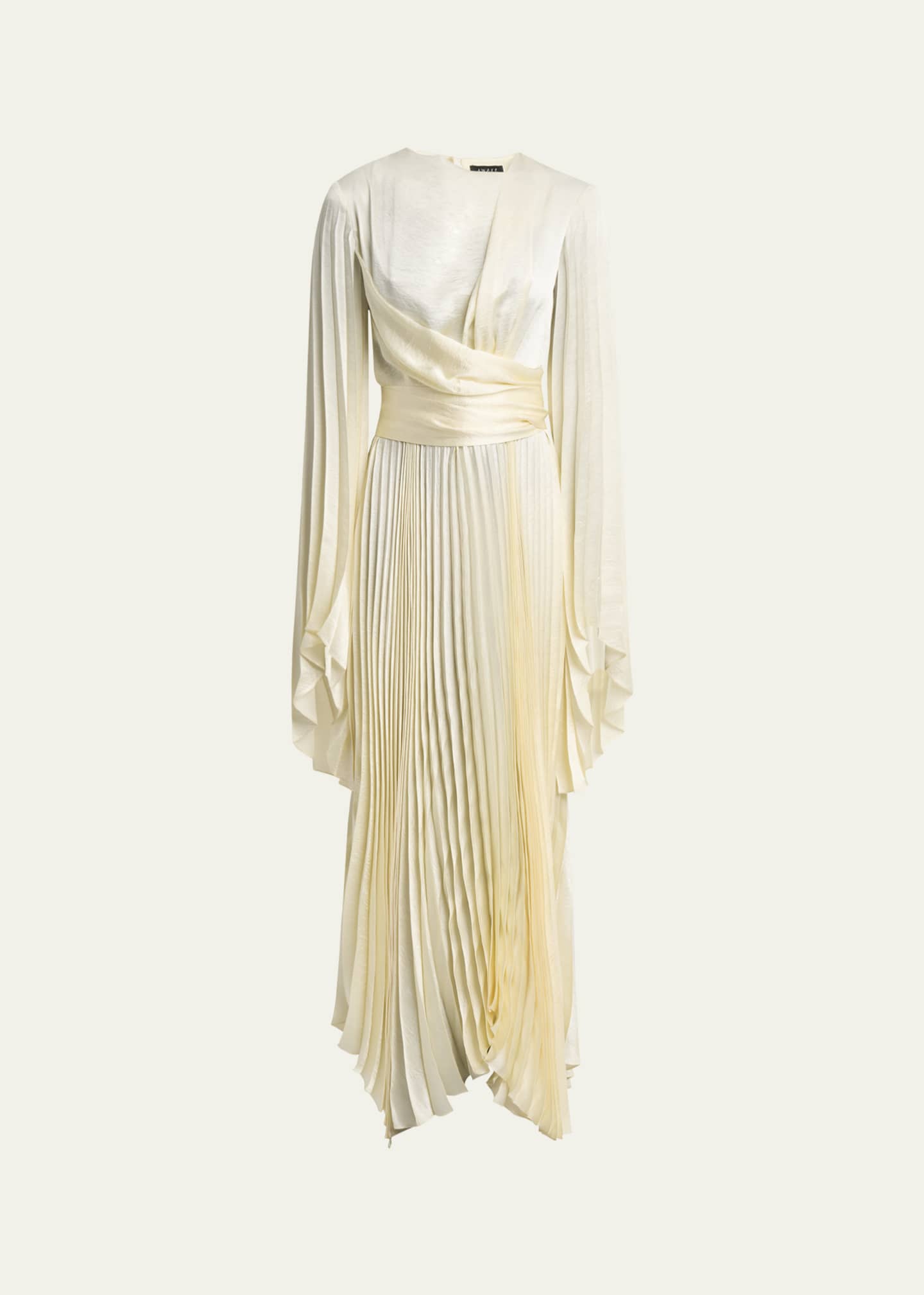 A.W.A.K.E. MODE Wrap-Around Pleated Satin Dress Image 1 of 5