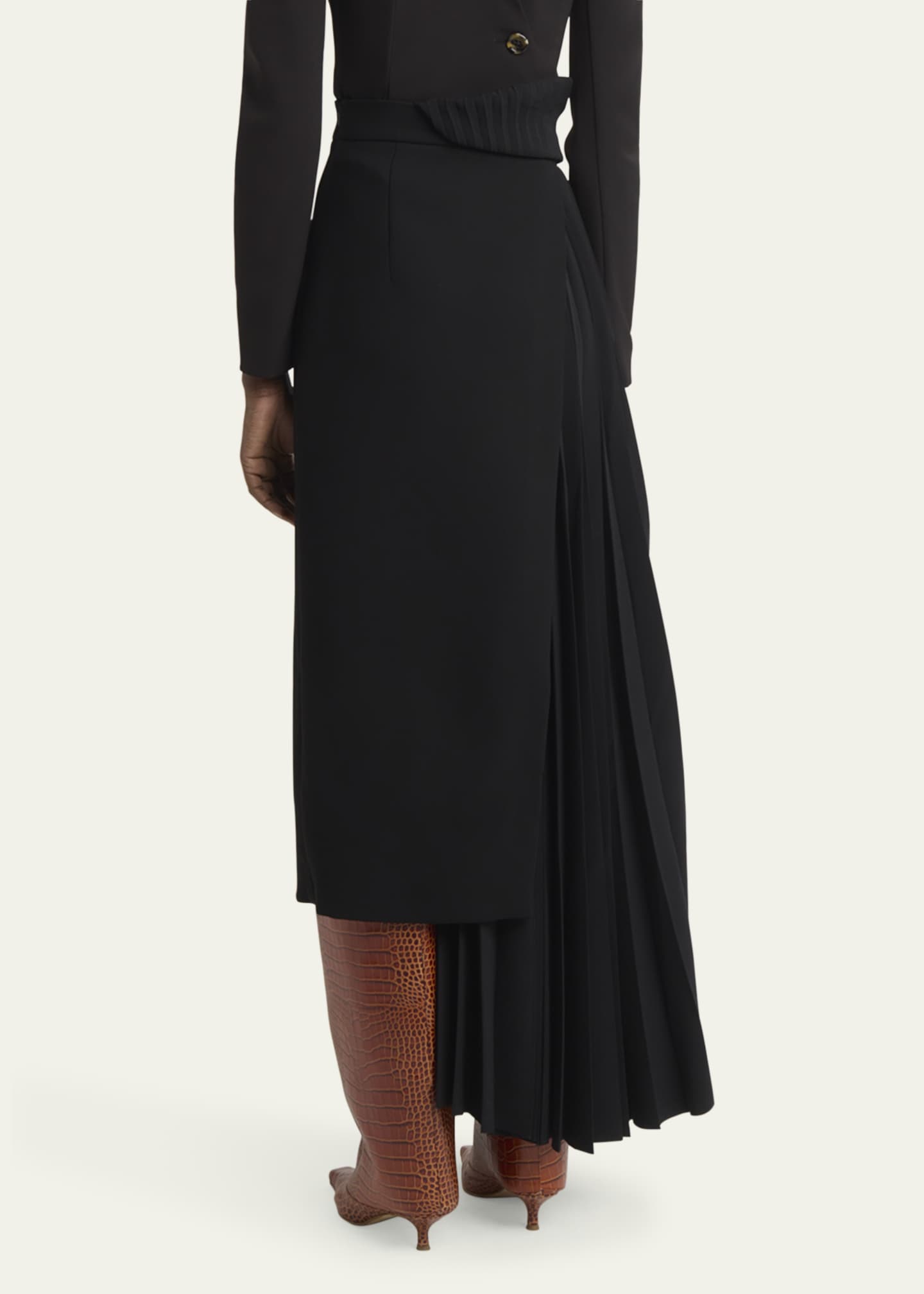 A.W.A.K.E. MODE Asymmetric Pleated-Insert Maxi Skirt Image 3 of 5