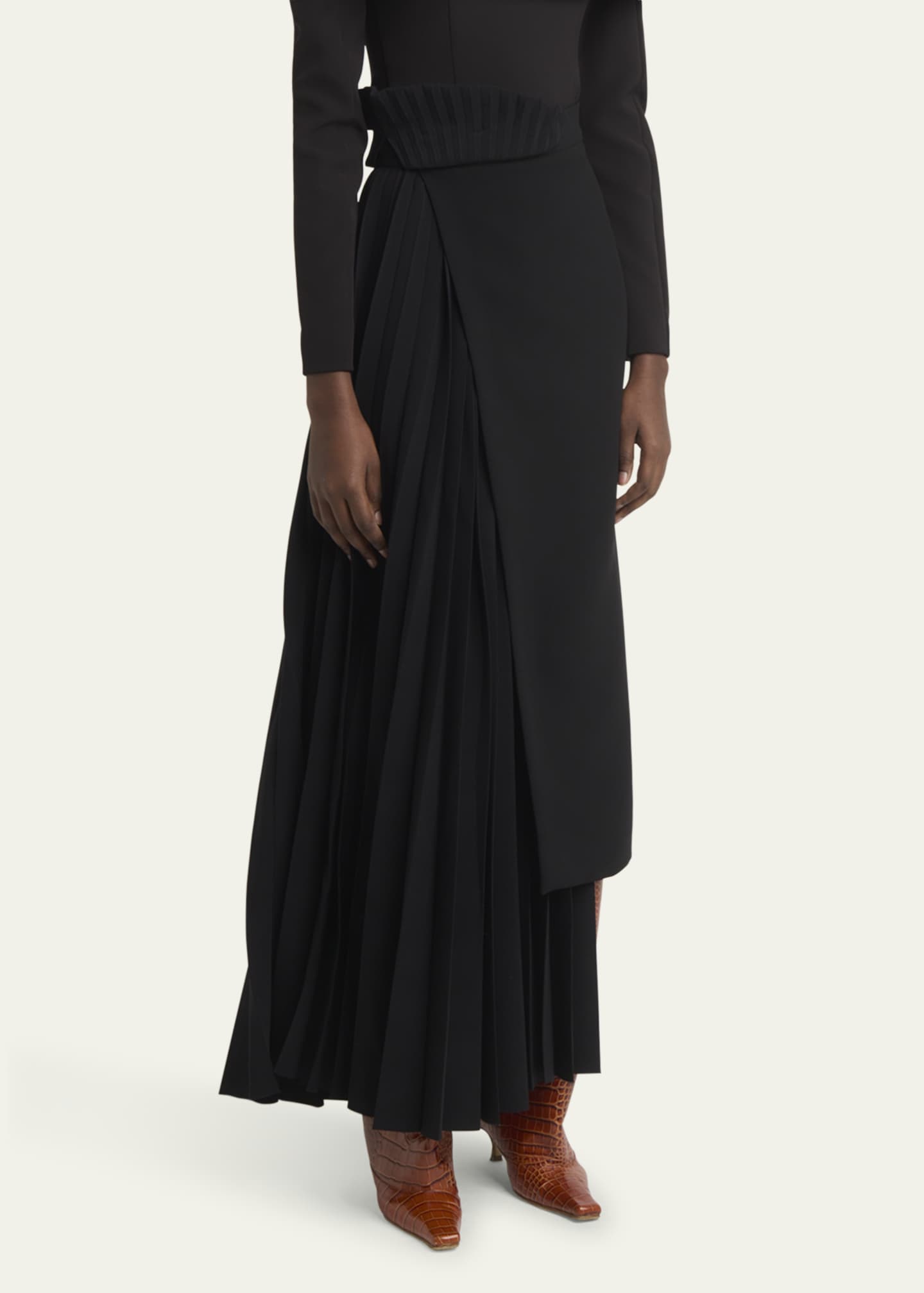 A.W.A.K.E. MODE Asymmetric Pleated-Insert Maxi Skirt Image 4 of 5