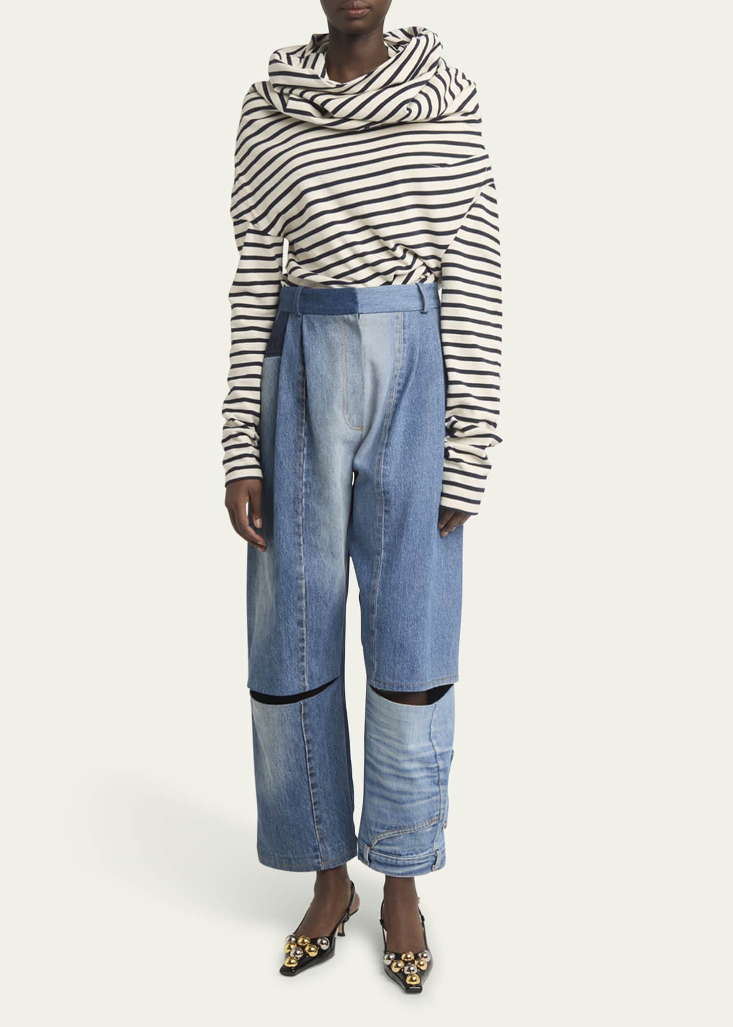 A.W.A.K.E. MODE Cutout Upcycled Denim Jeans Image 2 of 5