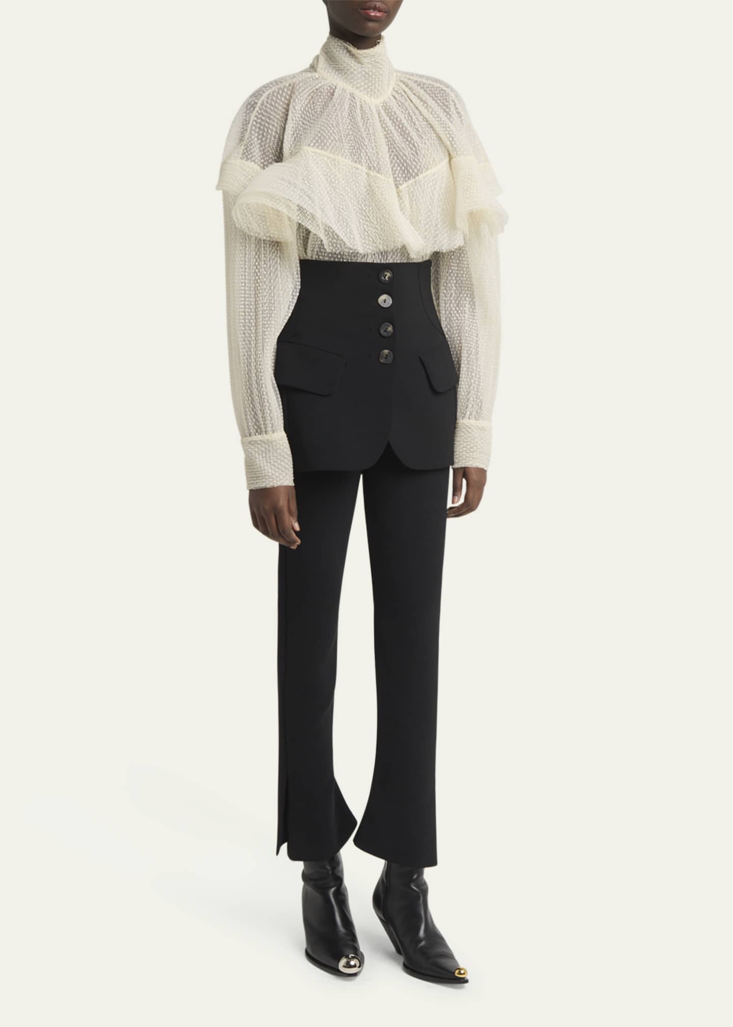 A.W.A.K.E. MODE Slit-Hem Slim Basque Trousers Image 2 of 5
