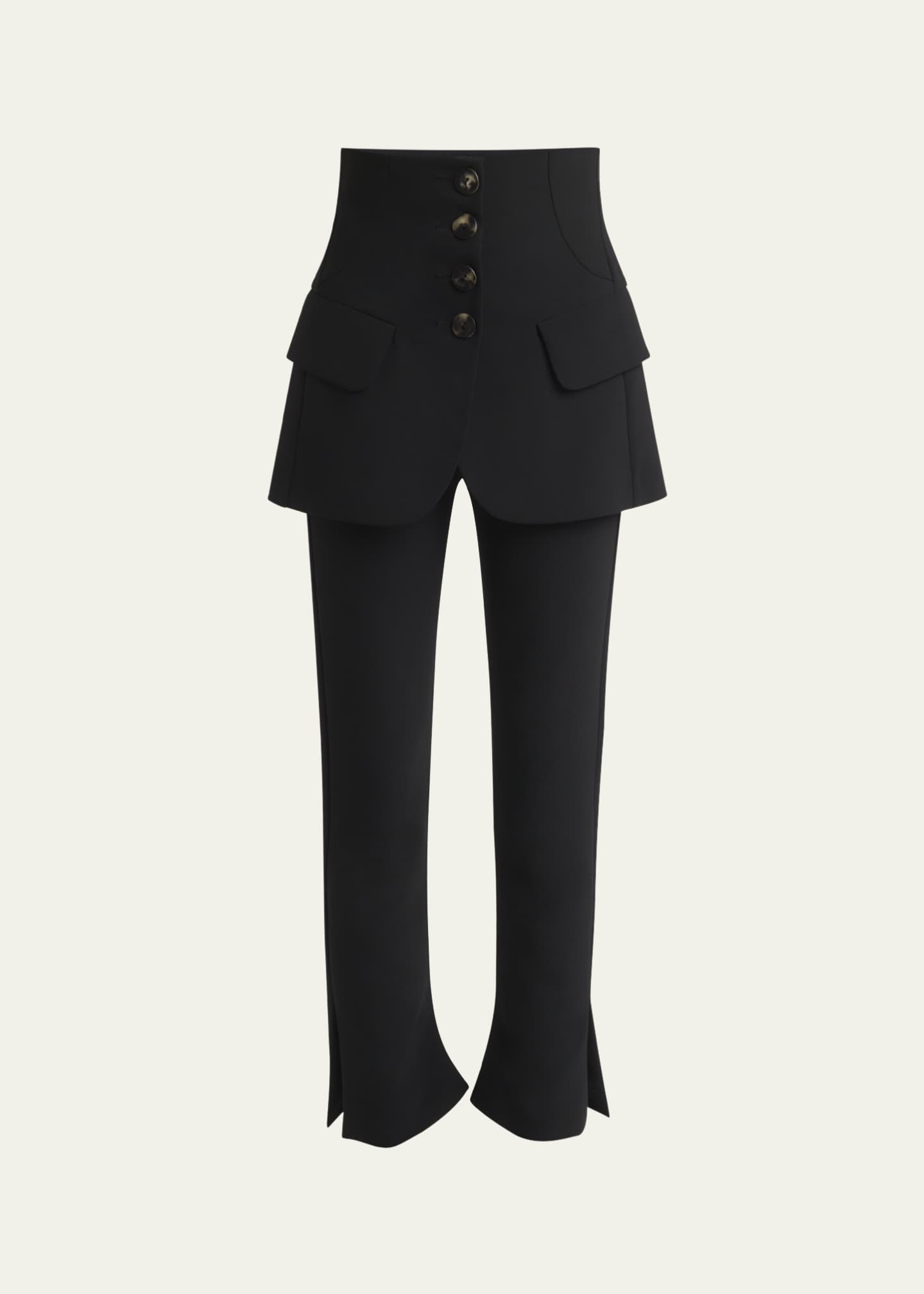 A.W.A.K.E. MODE Slit-Hem Slim Basque Trousers Image 1 of 5