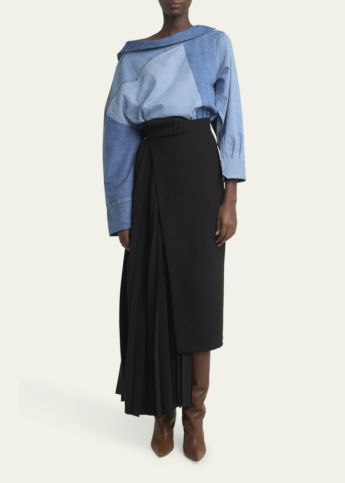 A.W.A.K.E. MODE Denim Back-To-Front Shirt Image 2 of 5