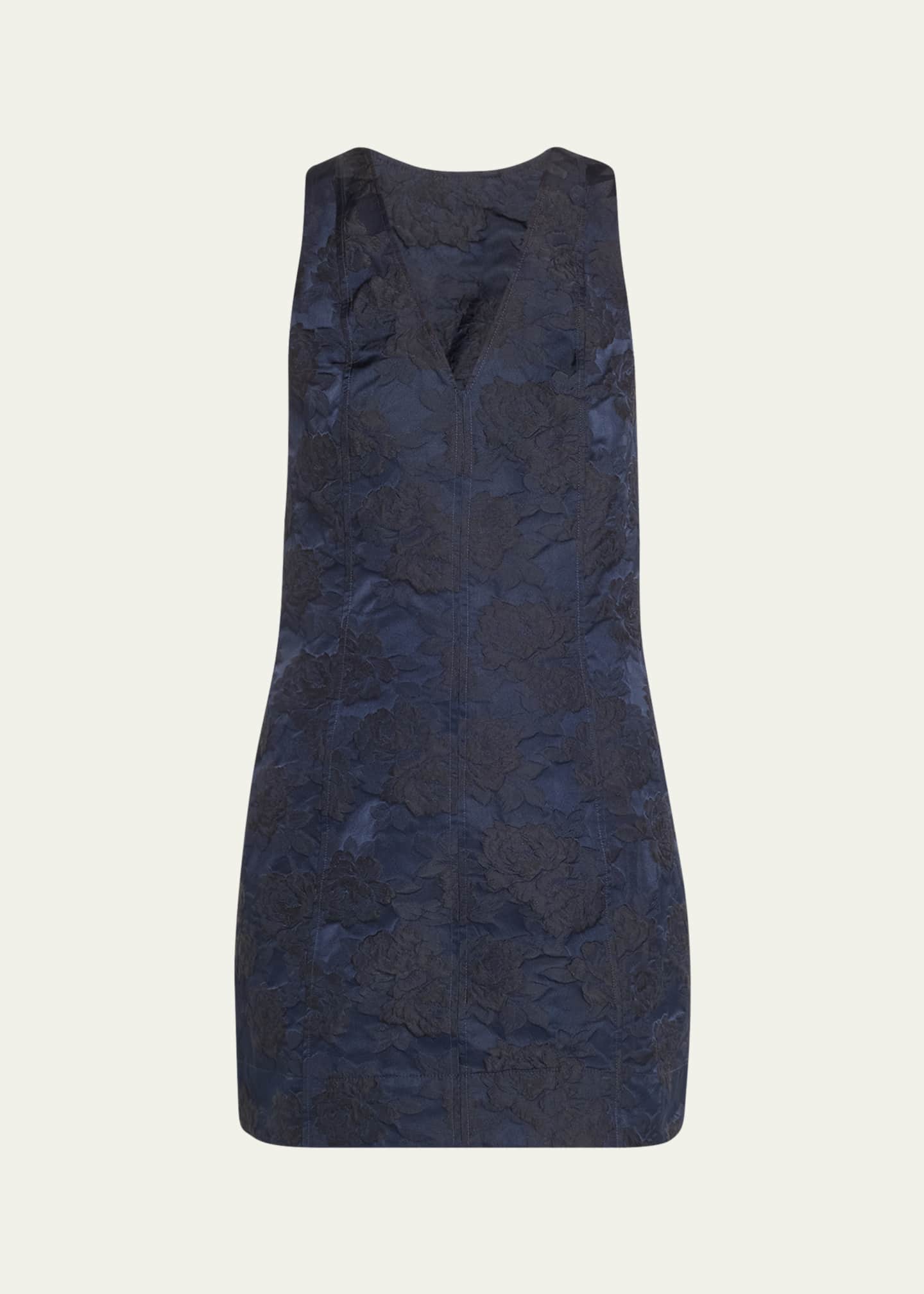 Sleeveless Botanical Jacquard Mini Dress