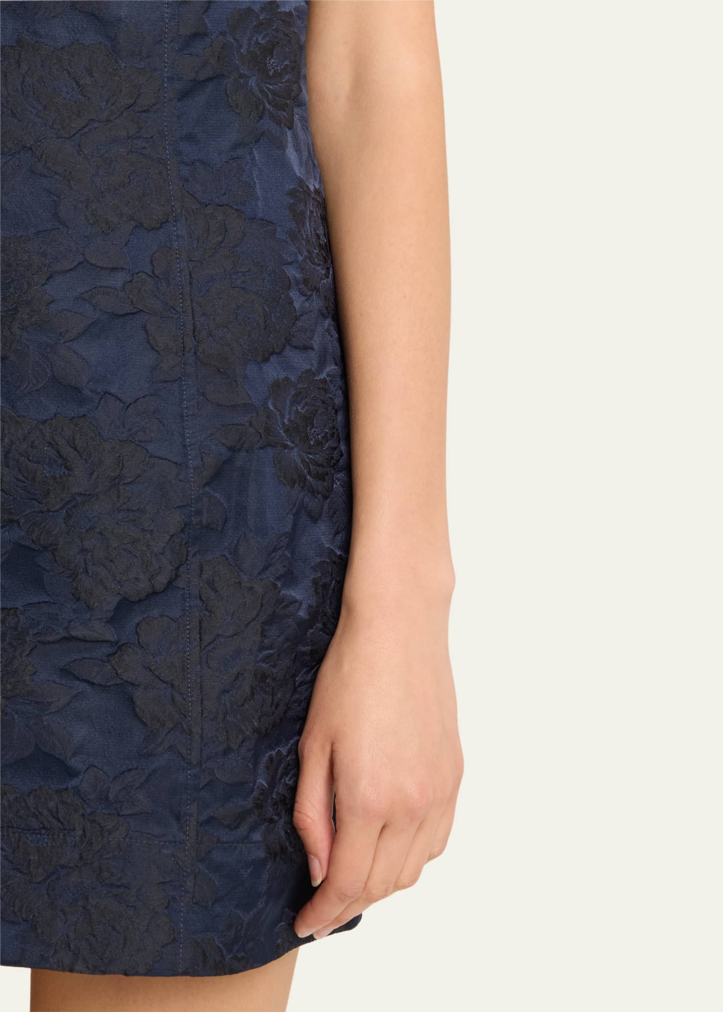 Sleeveless Botanical Jacquard Mini Dress - Thumbnail 5