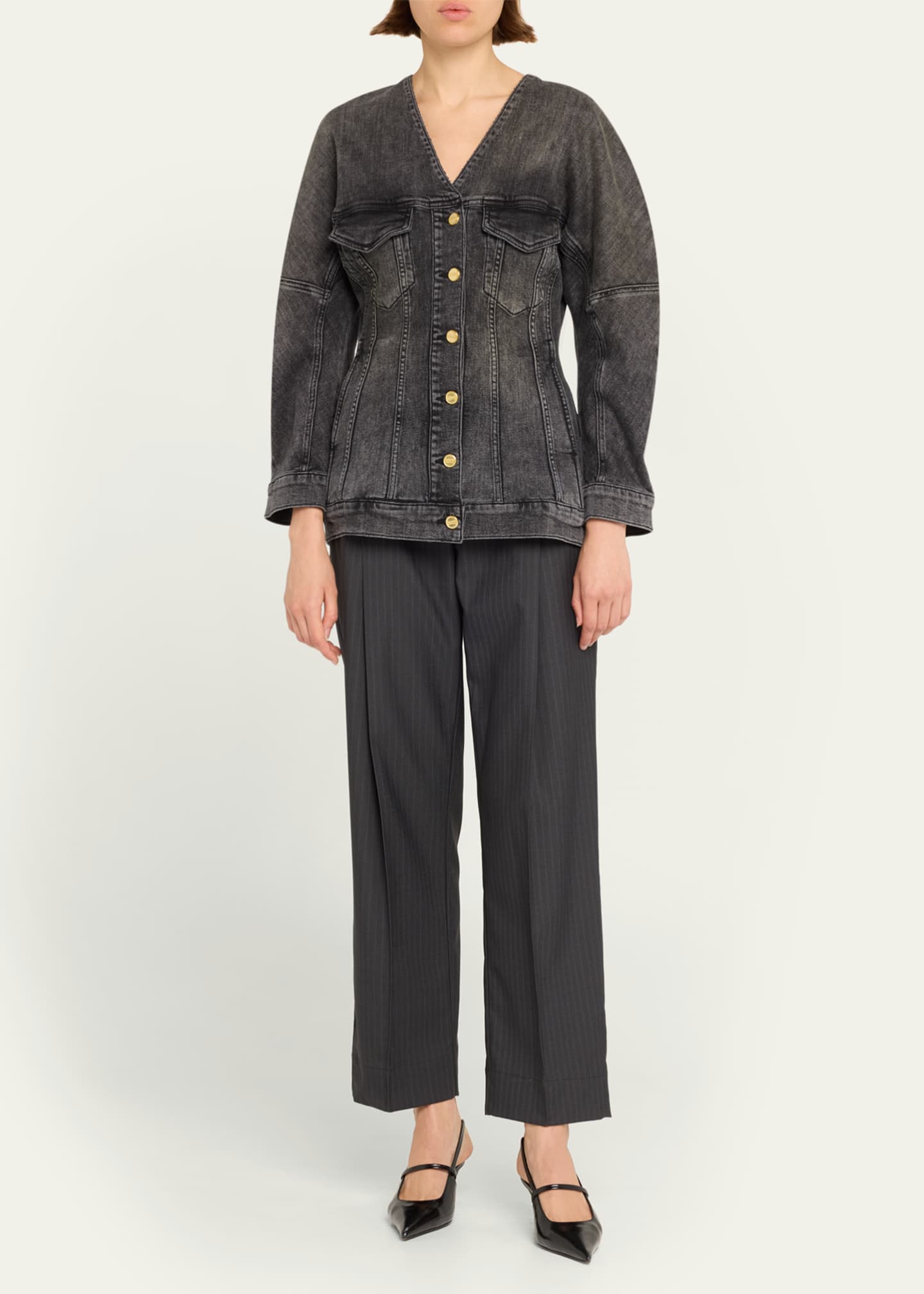 Ganni Shaped Denim Blazer Image 2 of 5