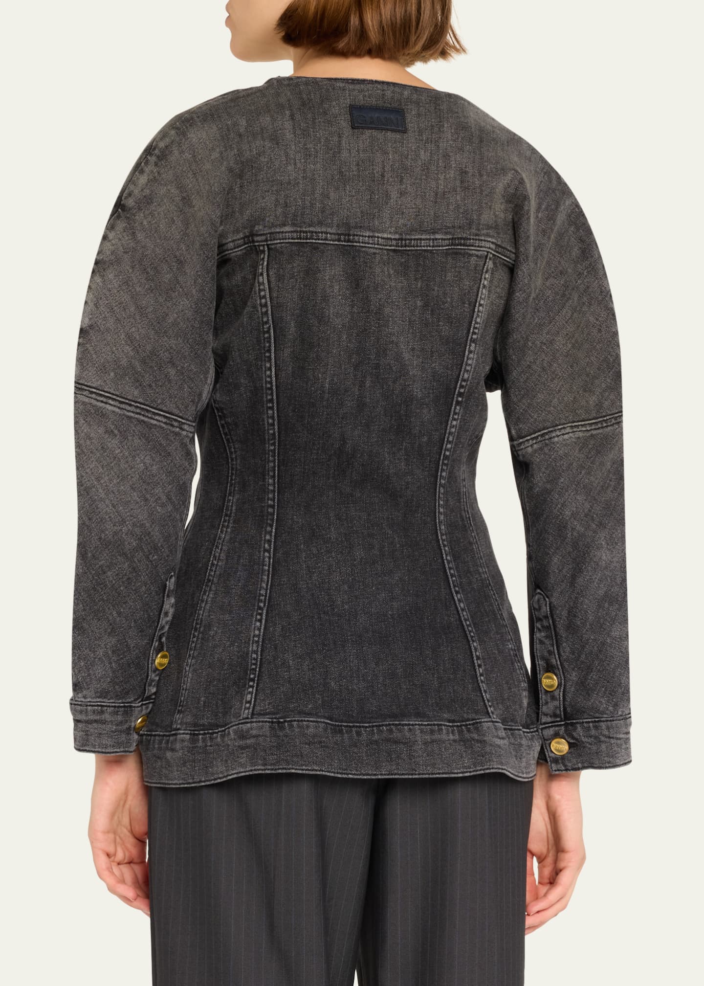 Ganni Shaped Denim Blazer Image 3 of 5
