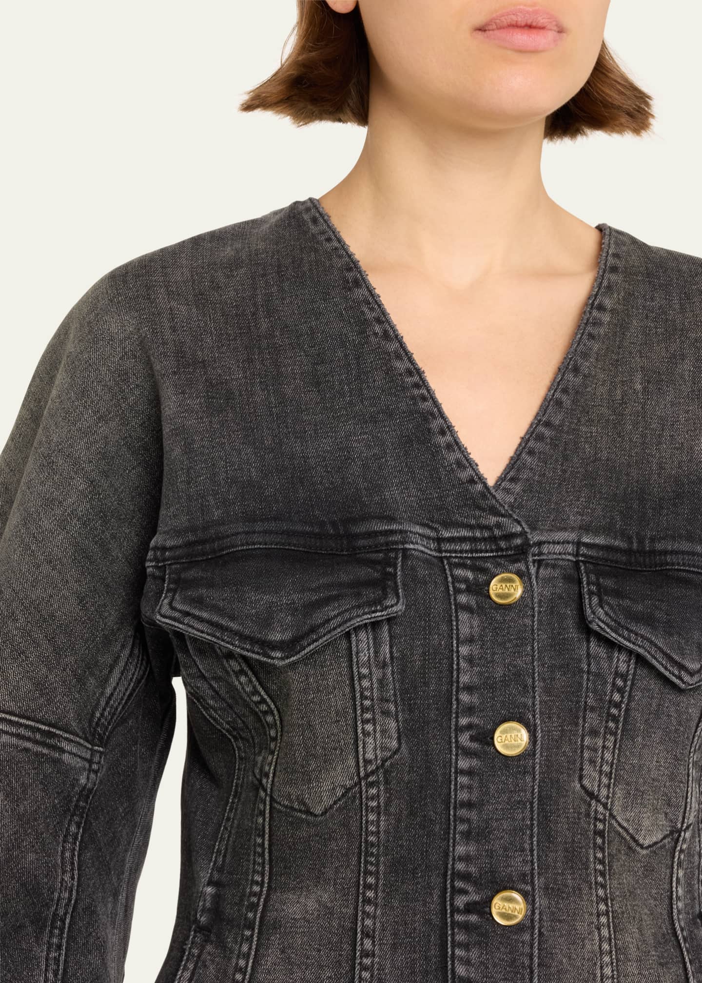 Ganni Shaped Denim Blazer Image 5 of 5