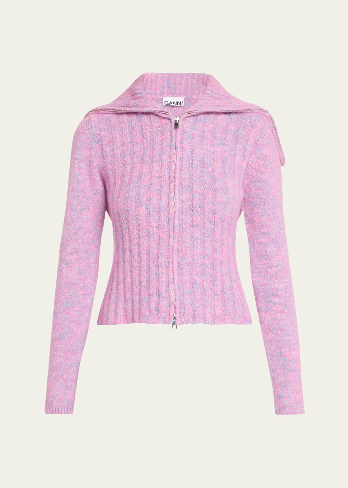 Ganni Zip-Front Alpaca Wool Sweater - Bergdorf Goodman