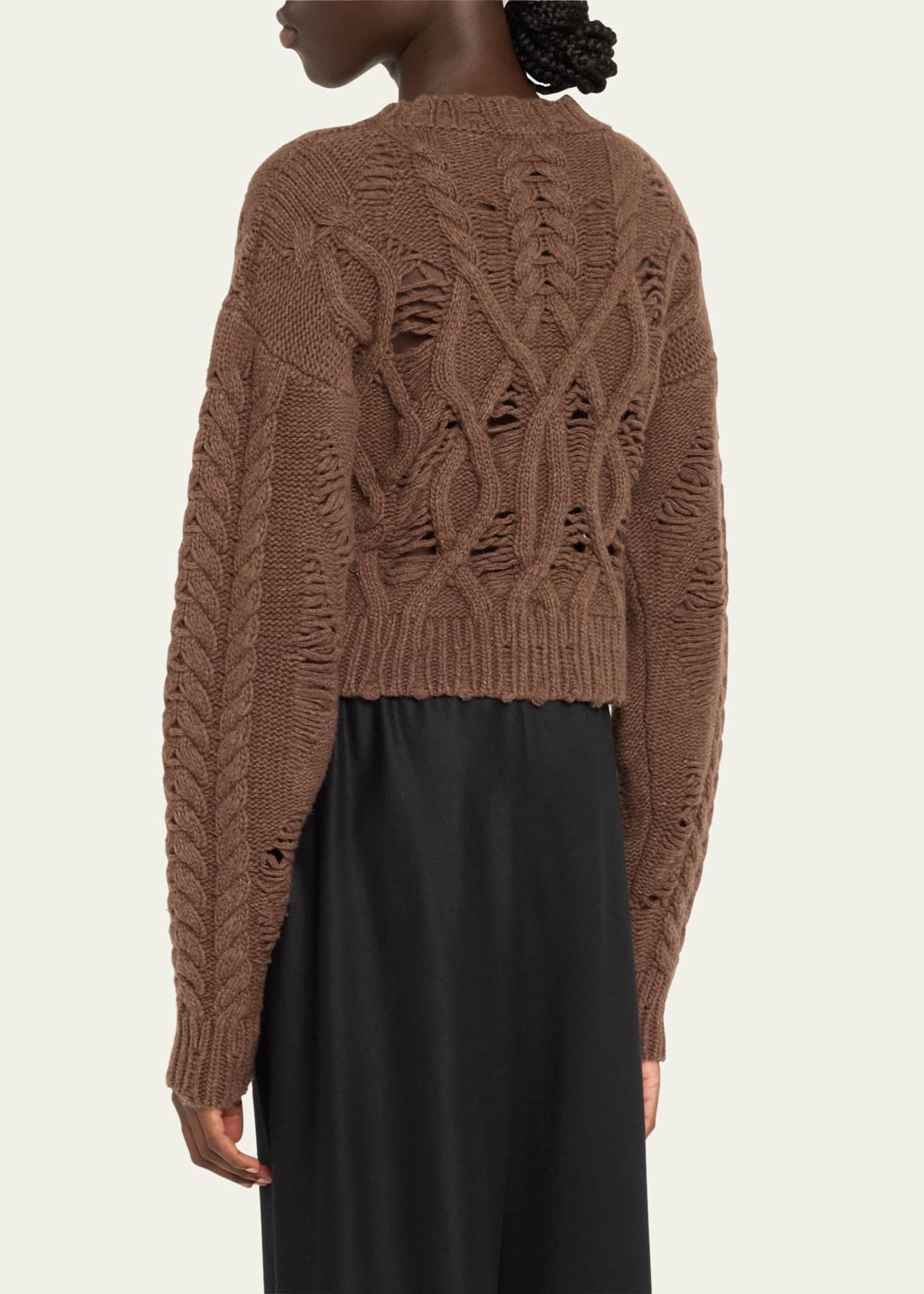 Aisling Camps Distress Crop Cable Wool Cashmere Sweater Image 3 of 5
