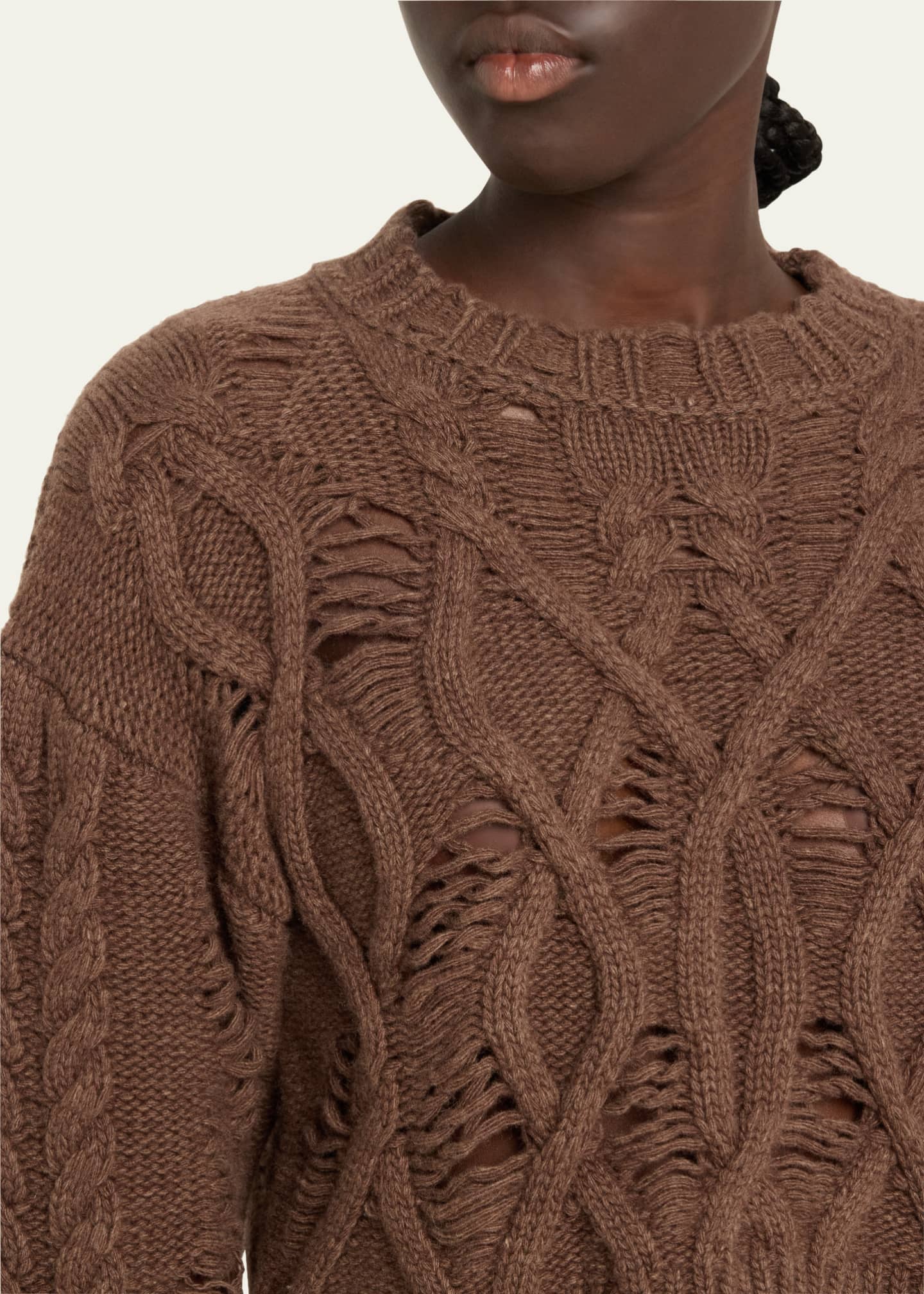 Aisling Camps Distress Crop Cable Wool Cashmere Sweater Image 5 of 5