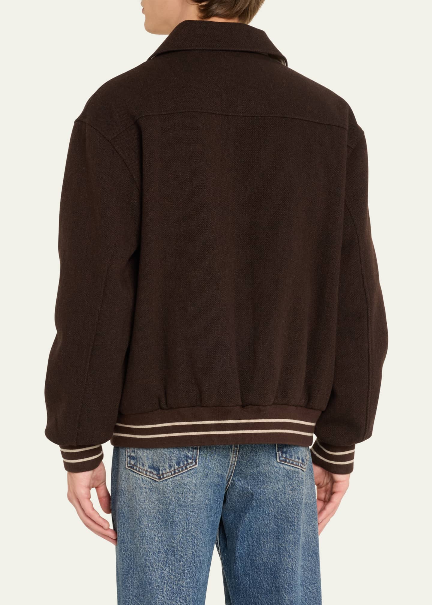 Men's Varsity Jacket with Striped Trim