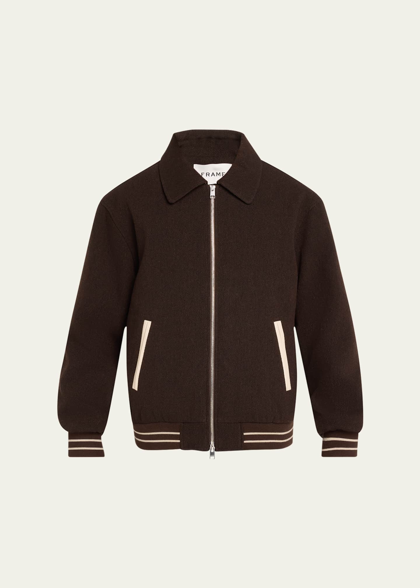 Men's Varsity Jacket with Striped Trim
