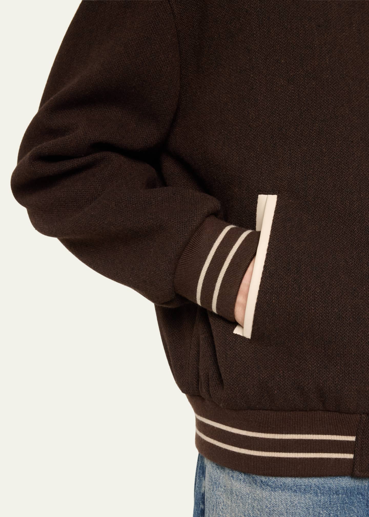 Men's Varsity Jacket with Striped Trim