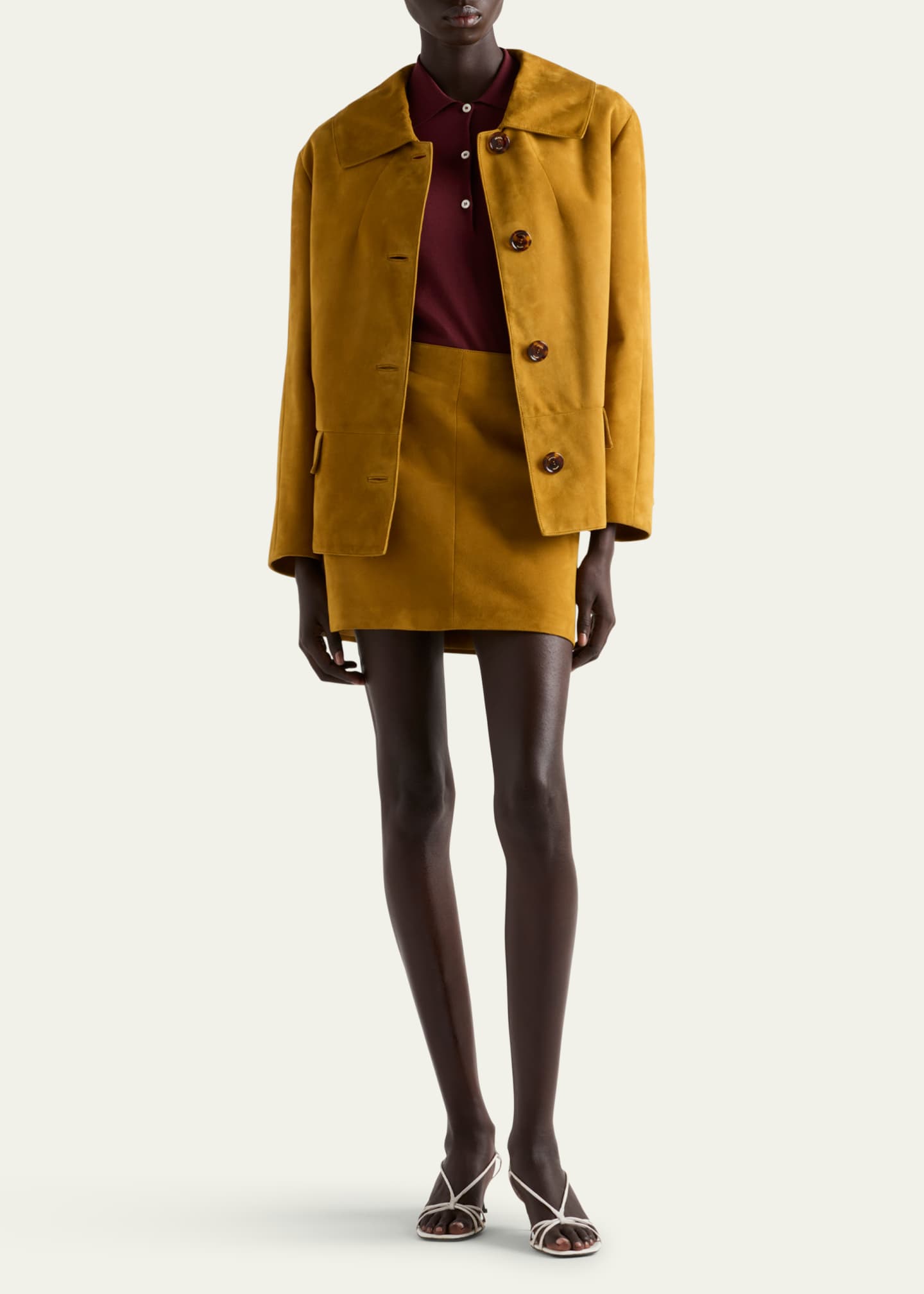 Prada Waxed Suede Mini Skirt Image 2 of 3