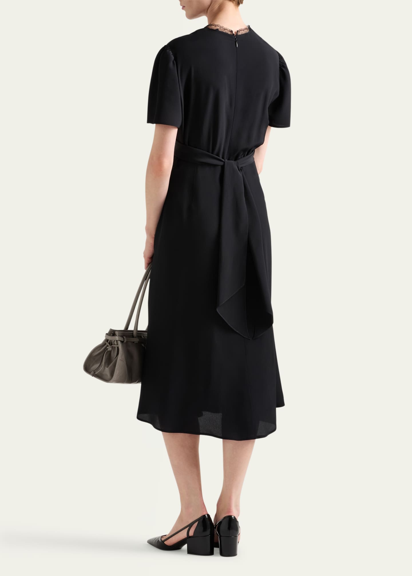 Prada Marocaine Crossover Short-Sleeve Midi Dress Image 3 of 4