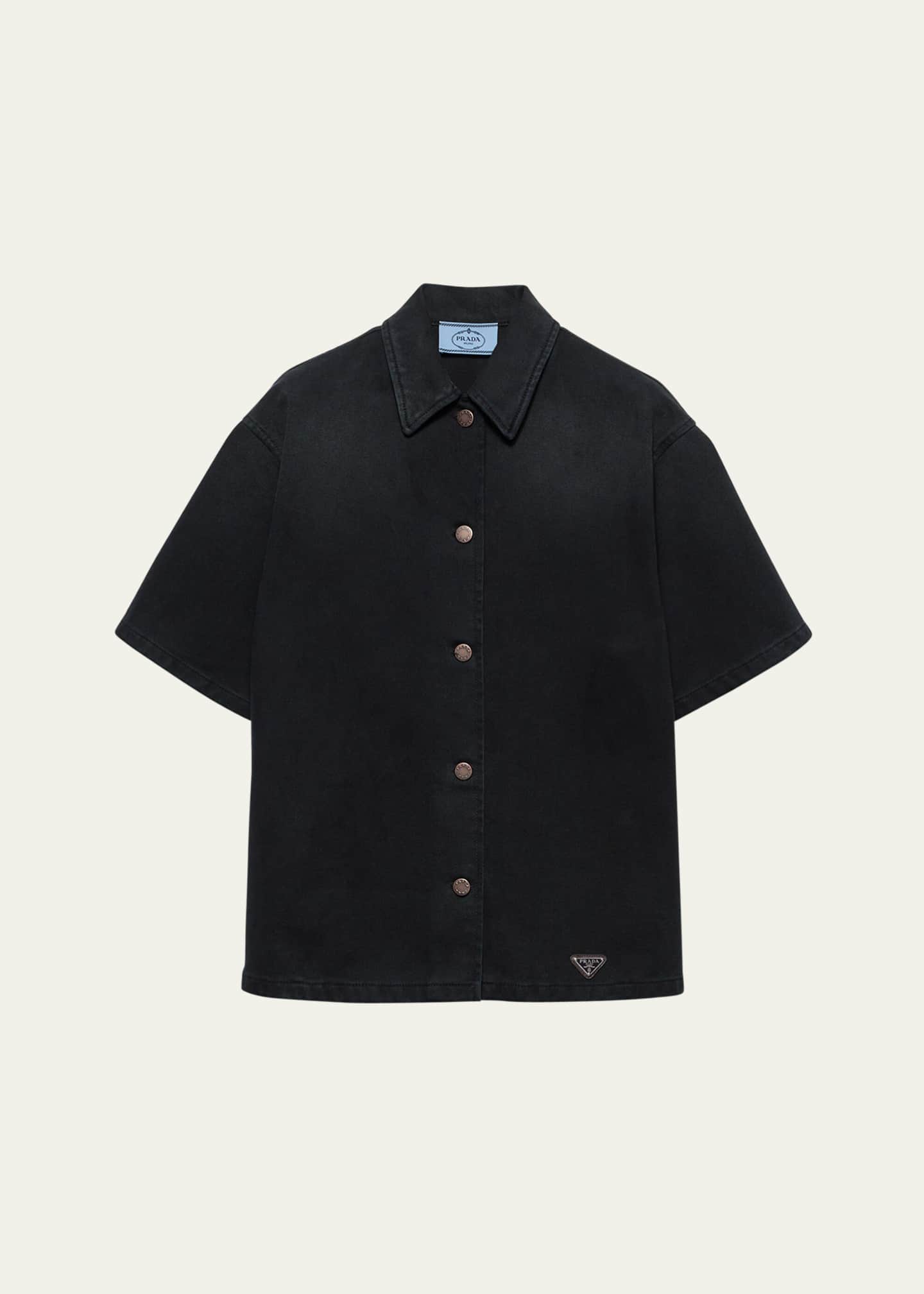 Prada Denim Short Sleeve Shirt Image 1 of 3