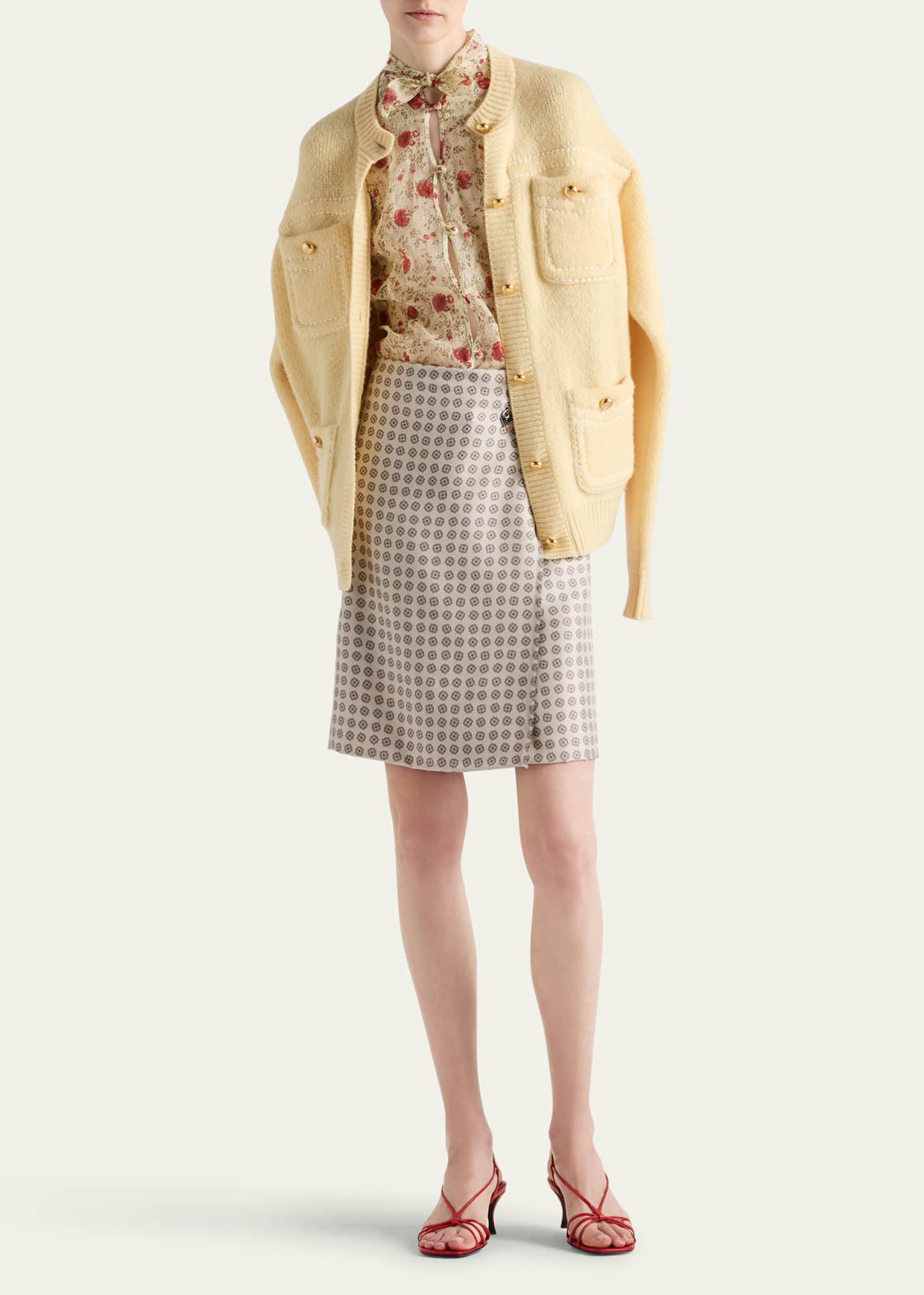Prada Geometric Print Silk Twill Mini Skirt Image 2 of 4