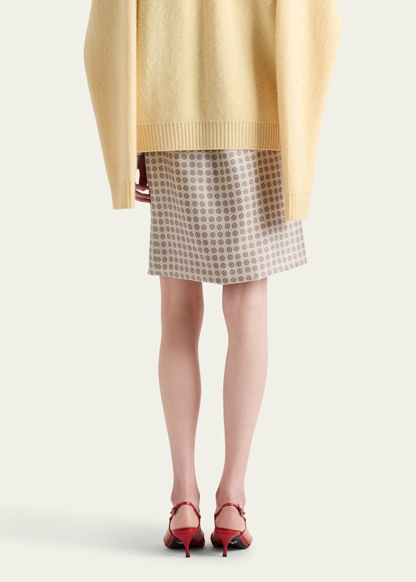 Prada Geometric Print Silk Twill Mini Skirt Image 3 of 4