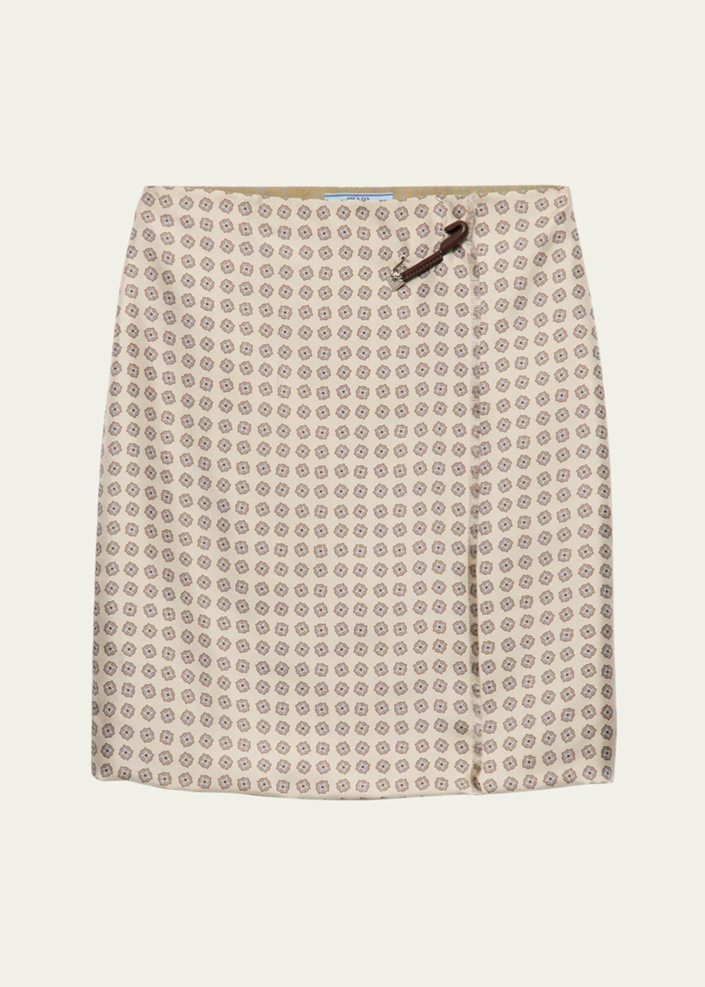 Prada Geometric Print Silk Twill Mini Skirt Image 1 of 4