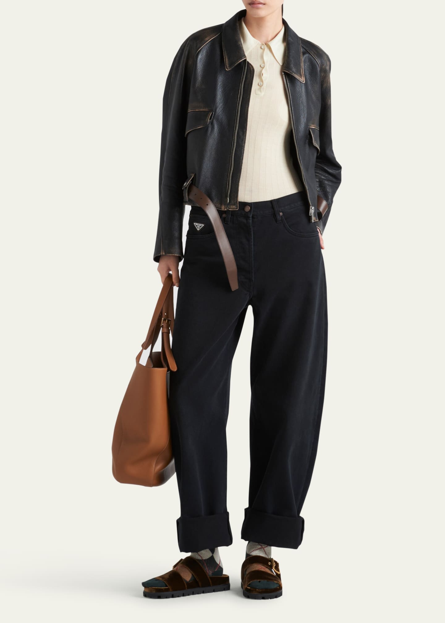 Prada Straight Leg Denim Pants Image 2 of 4