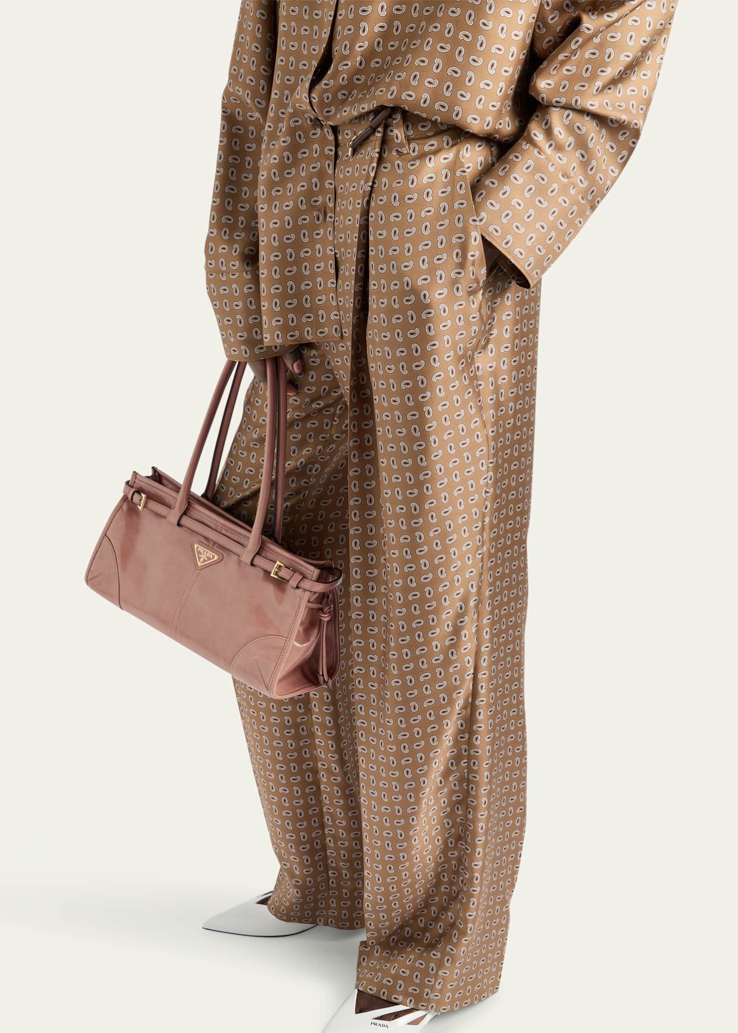 Prada Paisley Wide Leg Silk Twill Pants Image 4 of 5