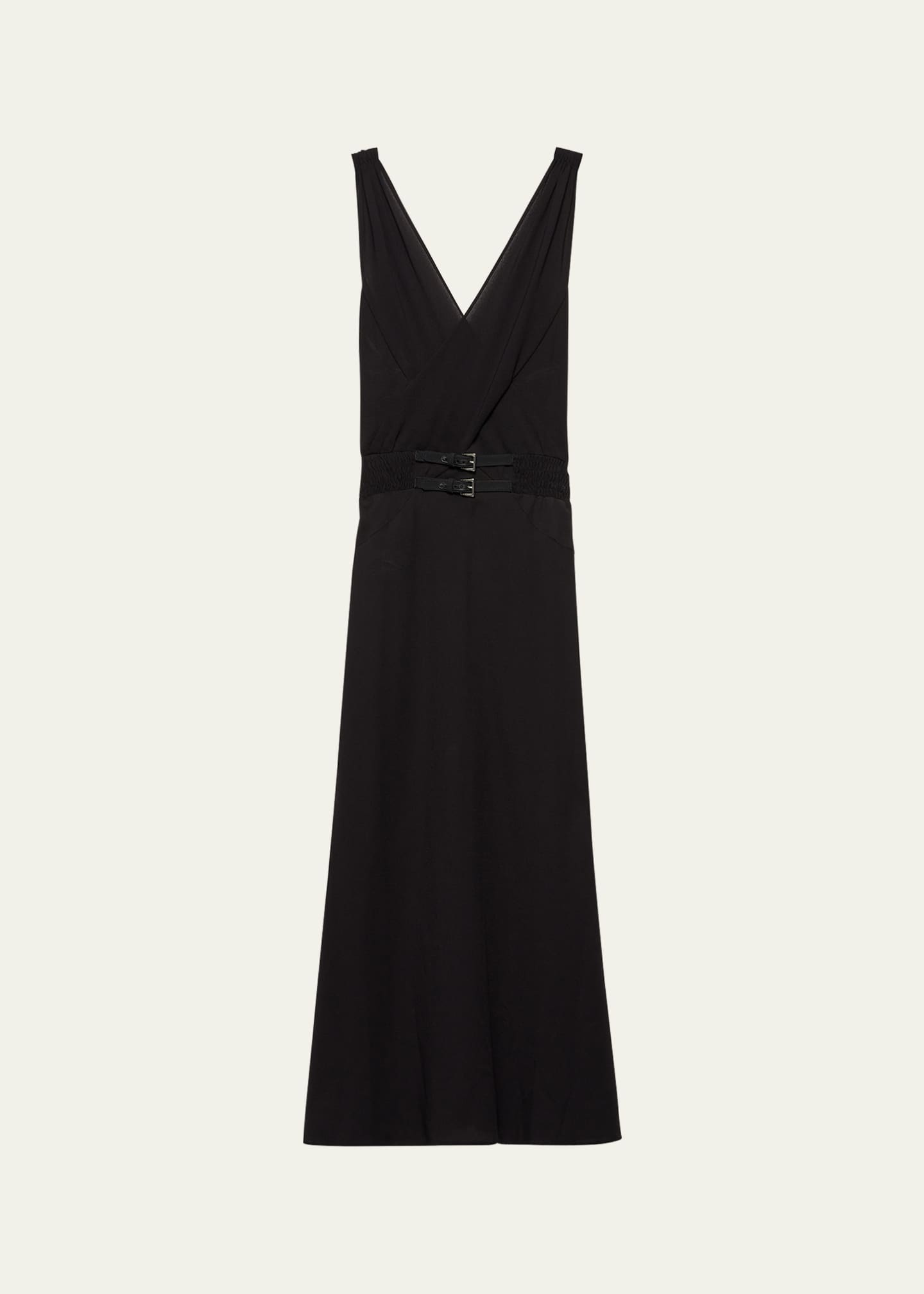 Prada Sable Fit-Flare Midi Dress Image 1 of 3
