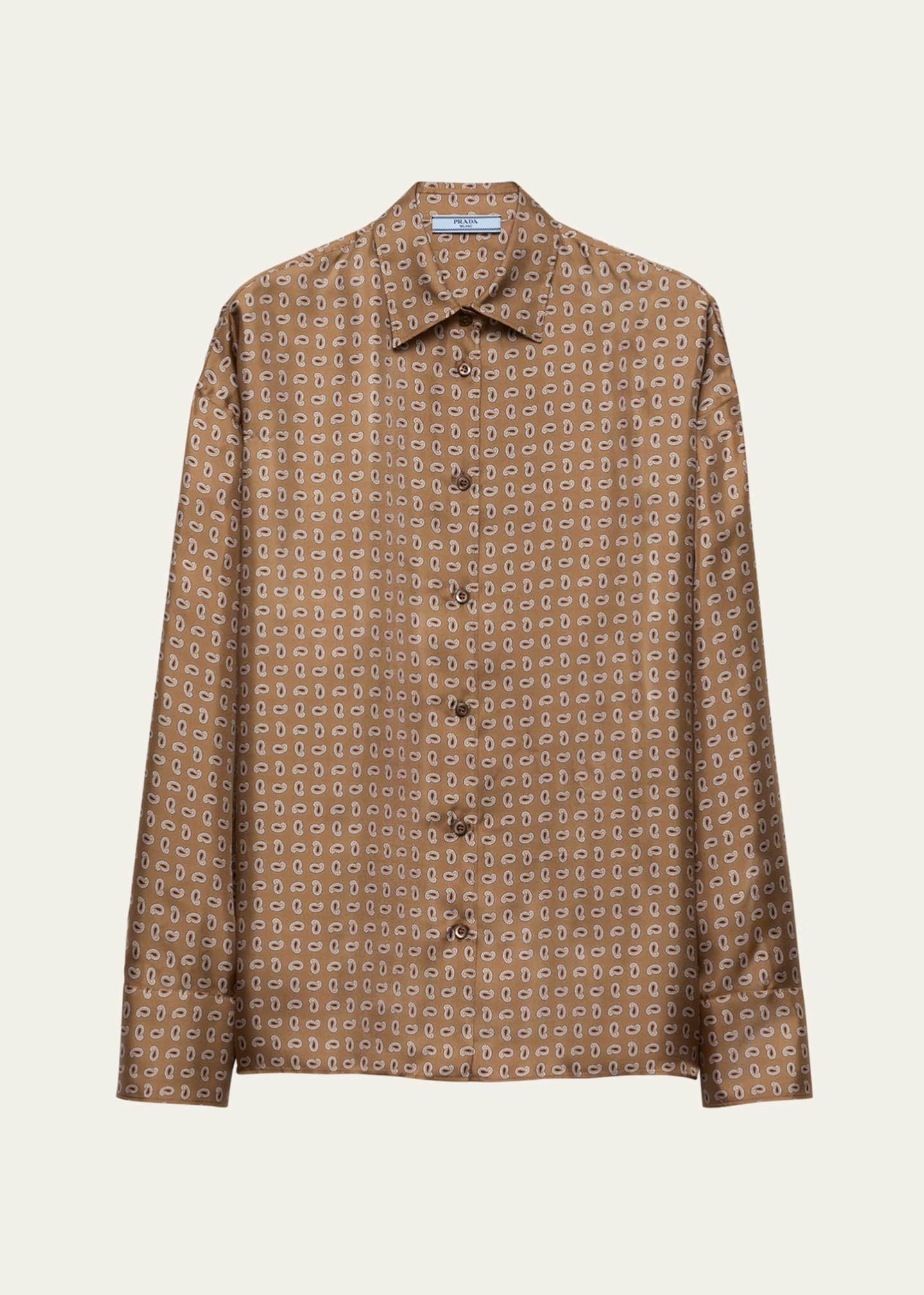 Prada Paisley Button Down Silk Twill Blouse Image 1 of 4