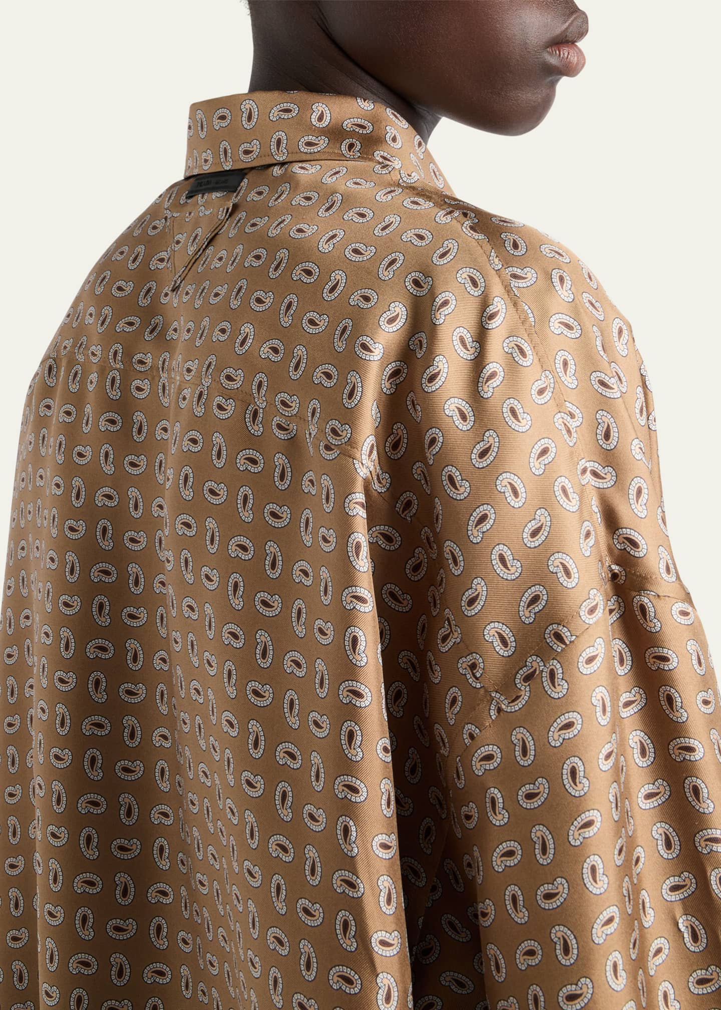 Prada Paisley Button Down Silk Twill Blouse Image 4 of 4