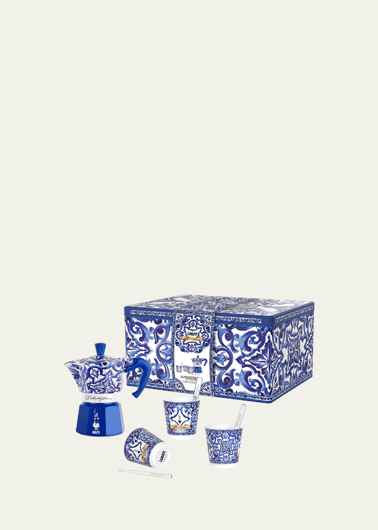 Bialetti x Dolce&Gabbana 2-Cup Moka Express Pot With Espresso Cups & Stirrers Image 1 of 3