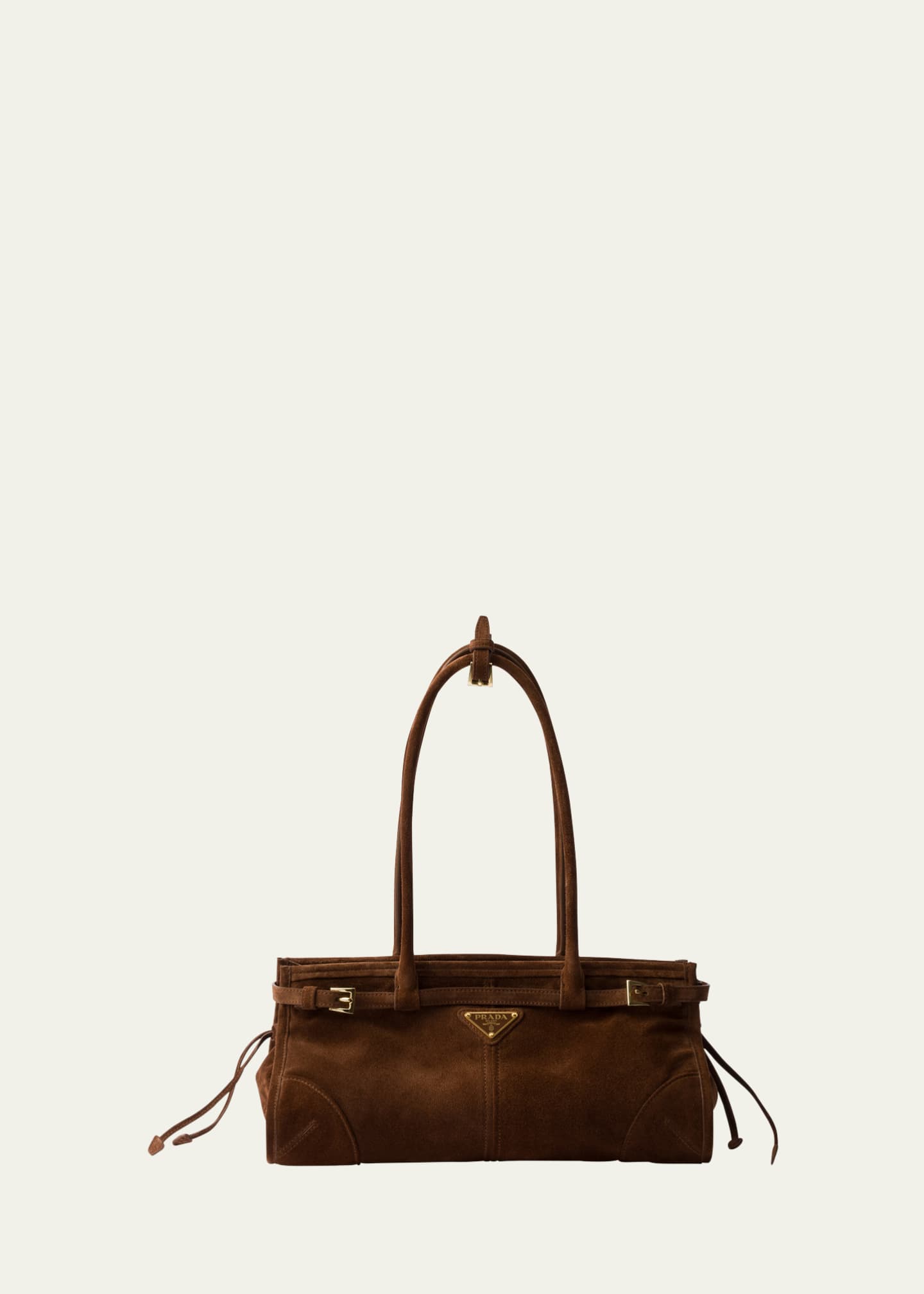 Prada Buckle Suede Shoulder Bag Image 1 of 3