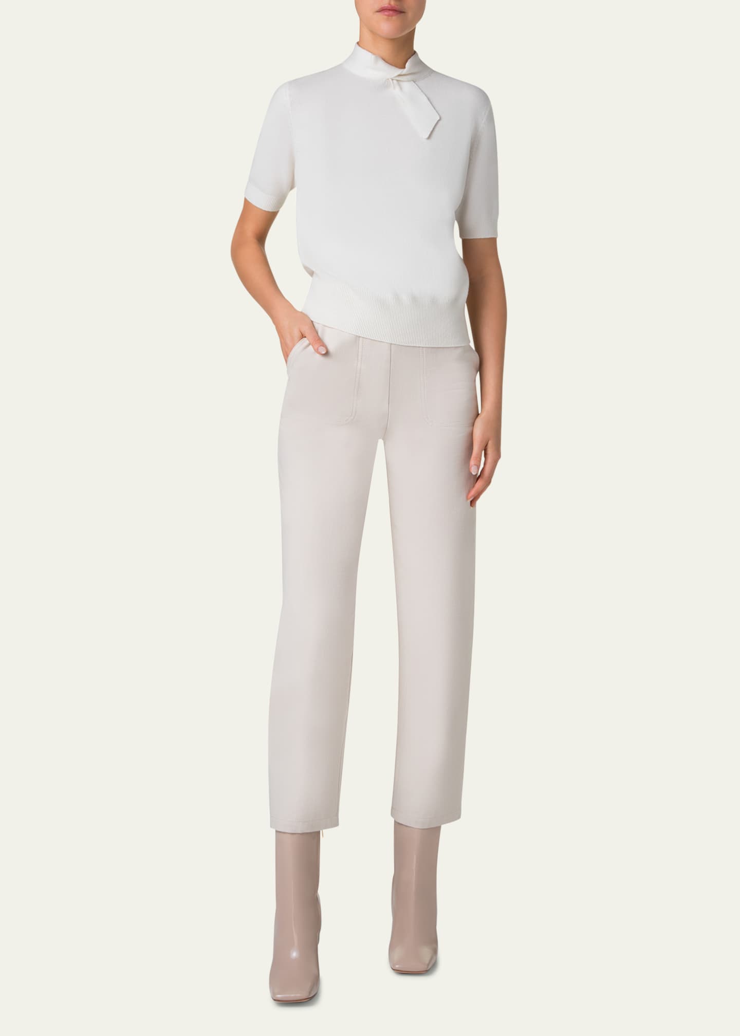 Akris Short Knot Collar Cashmere Sweater Image 2 of 5