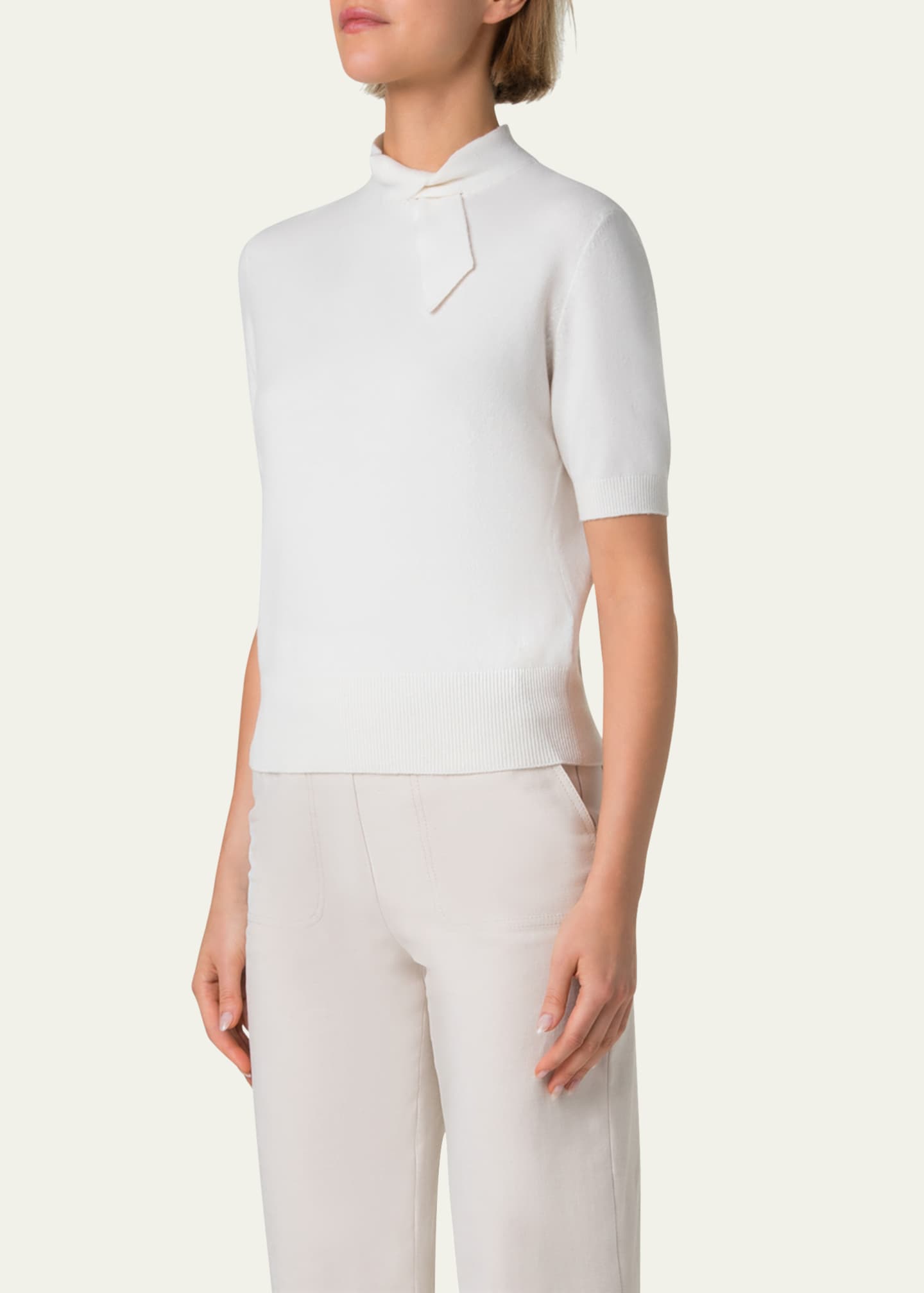Akris Short Knot Collar Cashmere Sweater Image 4 of 5