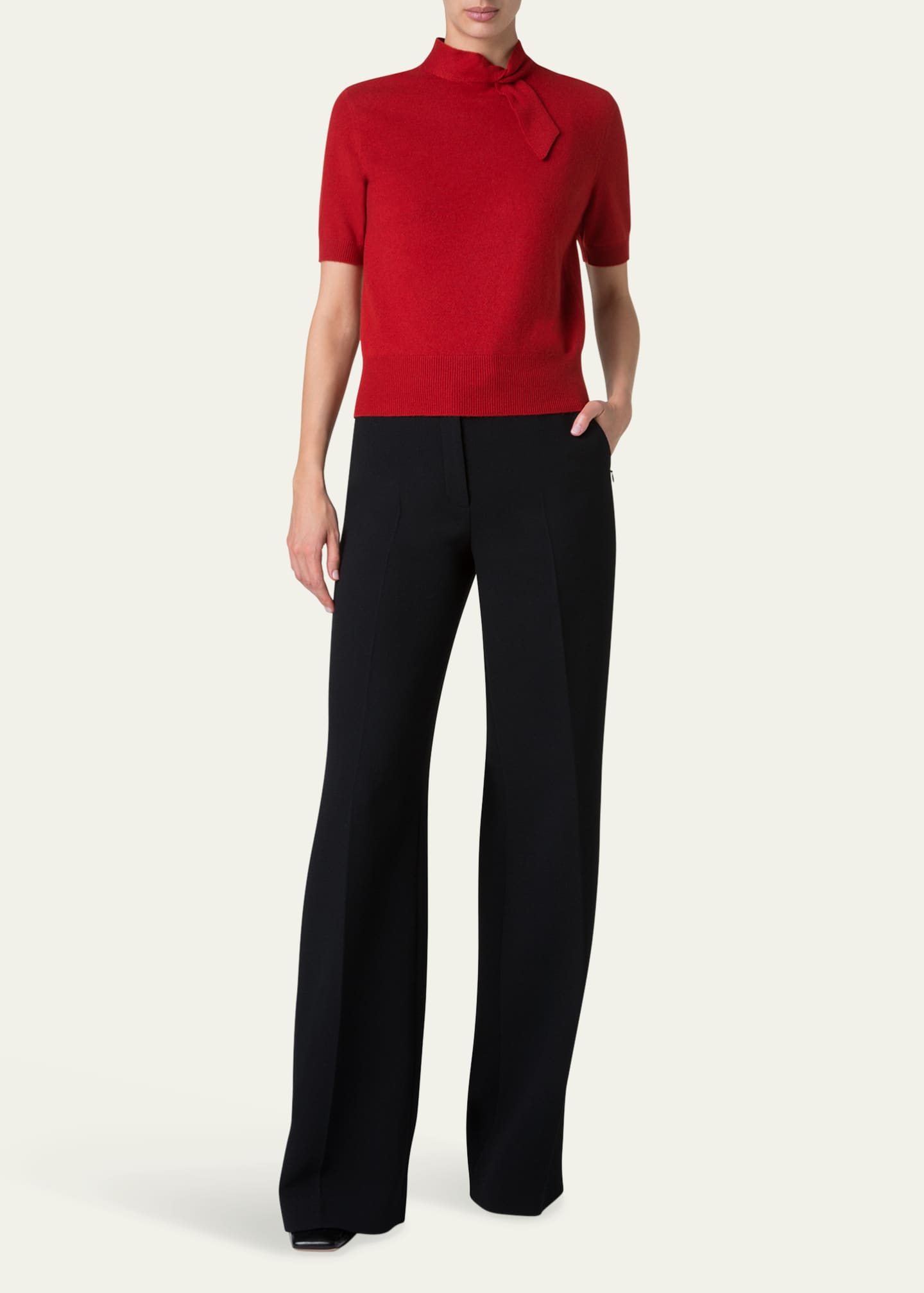 Akris Short Knot Collar Cashmere Sweater Image 2 of 5