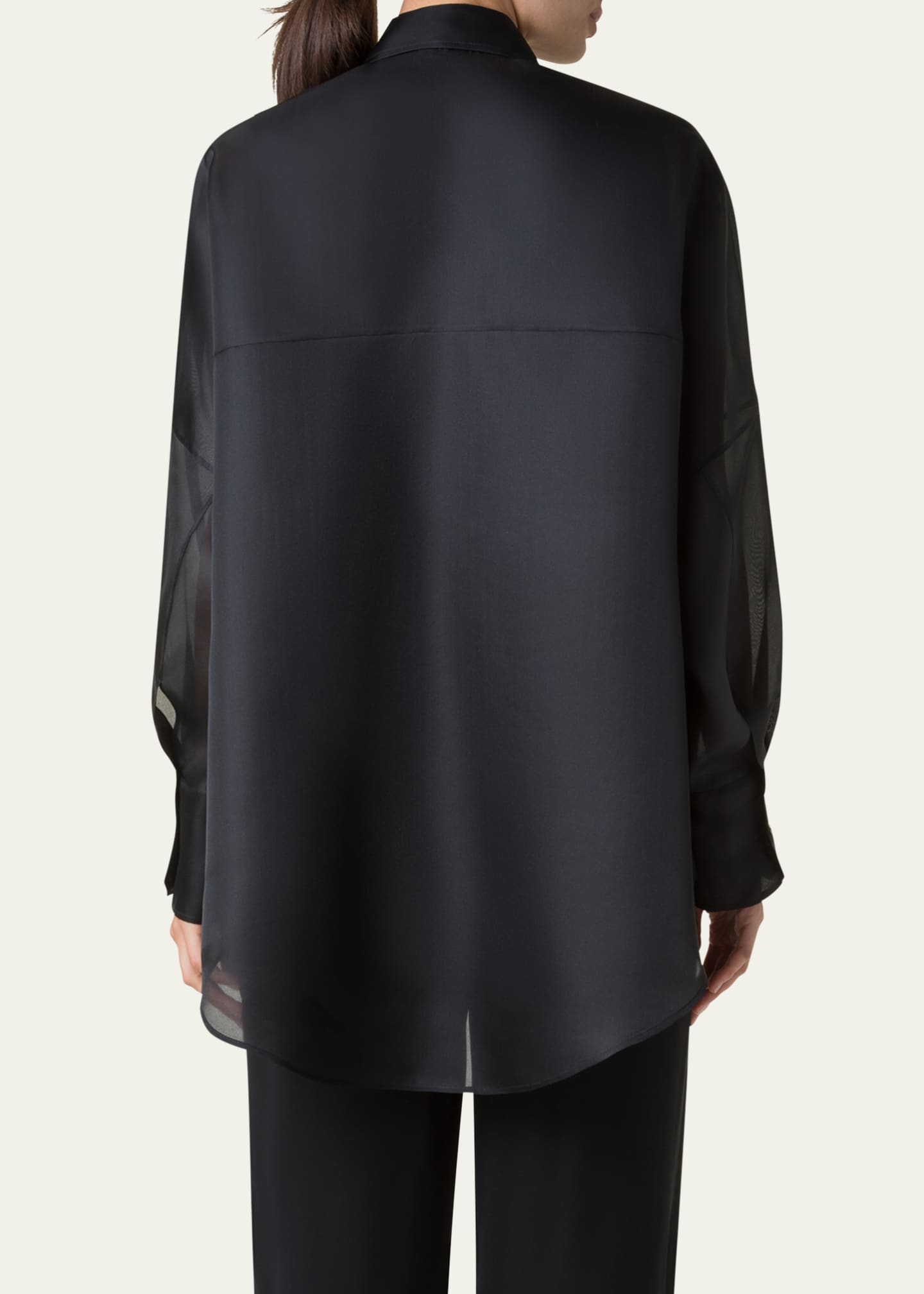 Akris Oversized Button Down Silk Organza Blouse Image 3 of 5